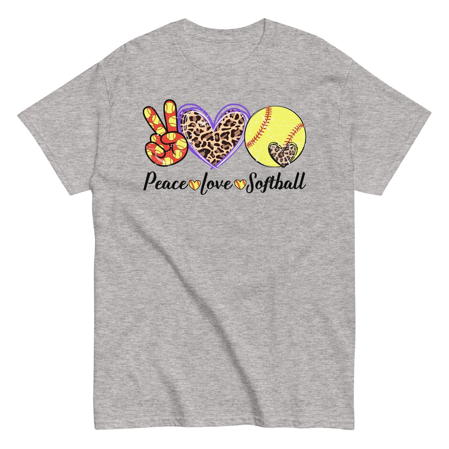 Peace Love Softball Shirt Sport Grey / S Spirit Gear Collective T-Shirt