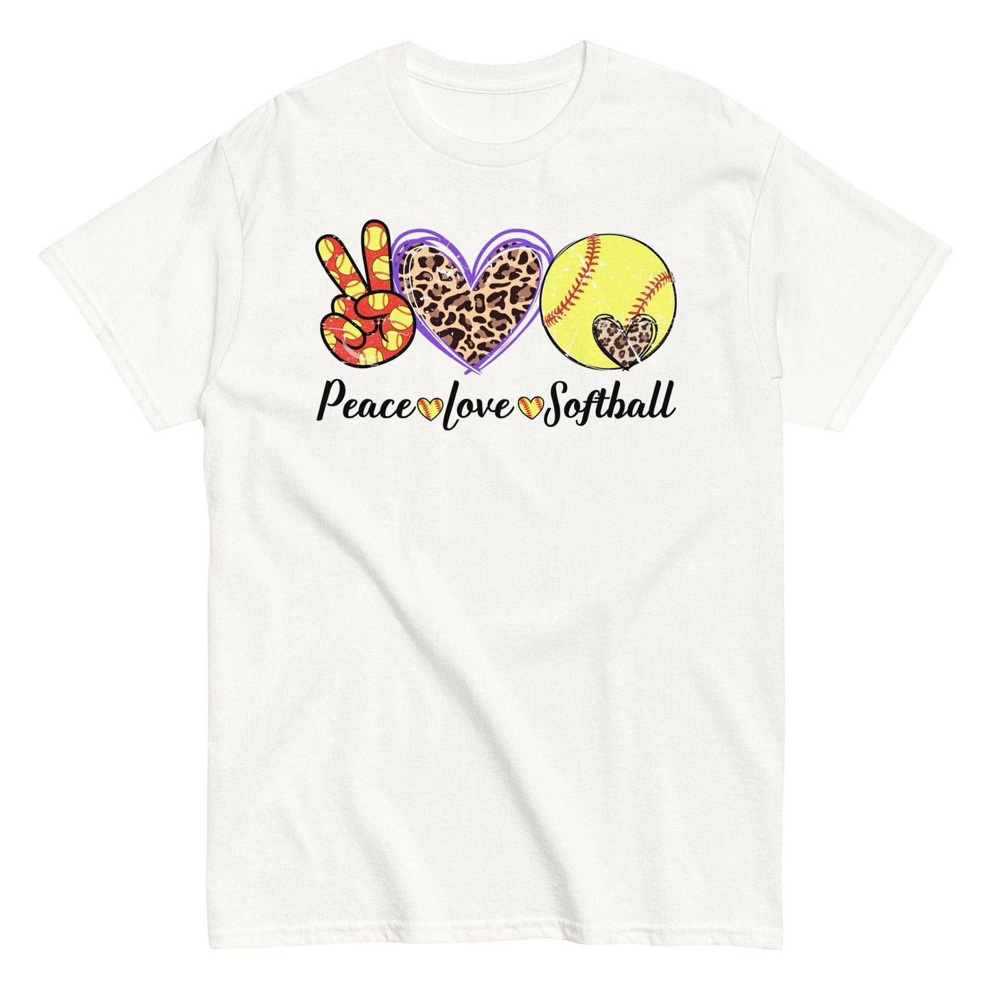 Peace Love Softball Shirt White / S Spirit Gear Collective T-Shirt