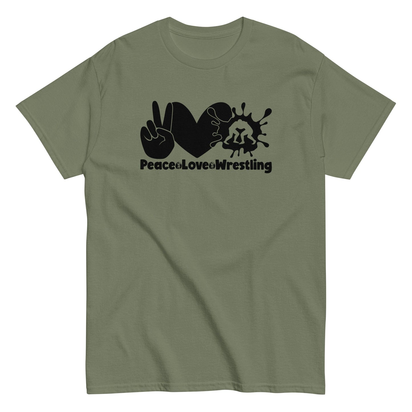 Peace Love Wrestling Shirt Military Green / S Spirit Gear Collective T-Shirt