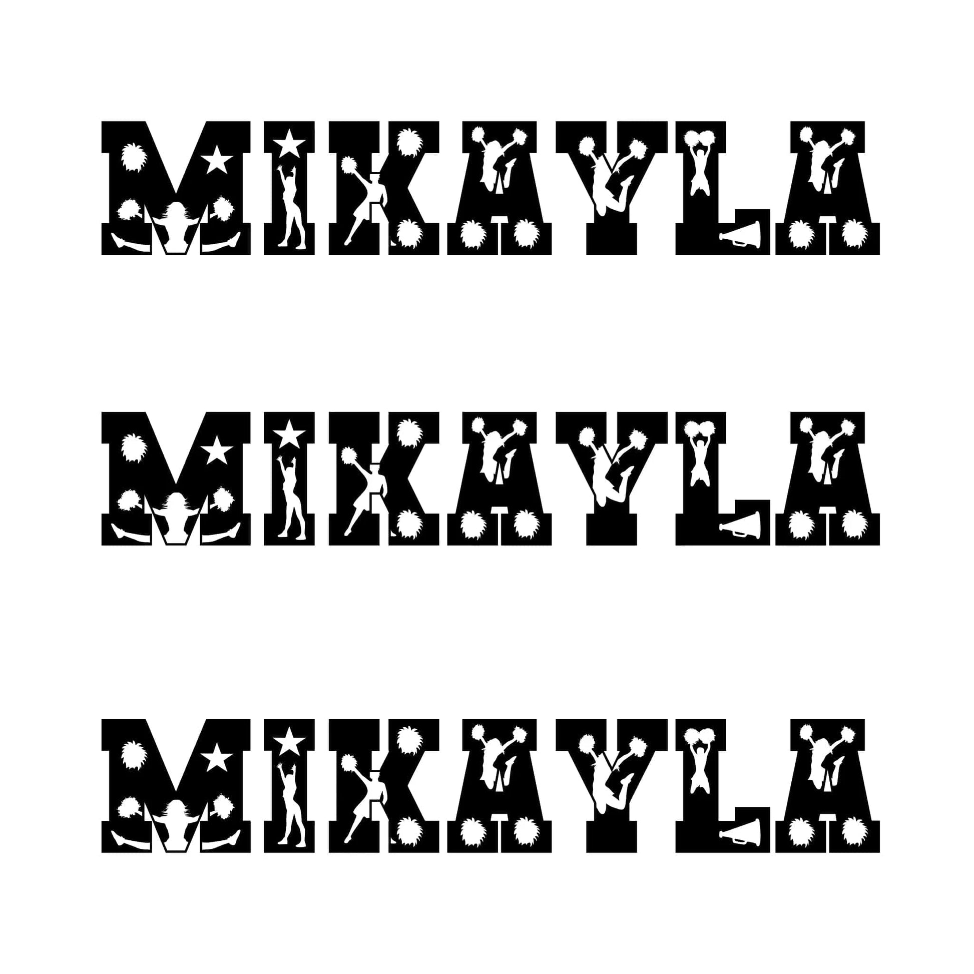 Personalized Cheer Name Sticker Sheet | 3 Custom Names with Cheerleader Silhouette Font Personalized Cheer Themed Stickers / White / 5.5″×5.5″ Spirt Gear Collective Personalized Cheer Sticker