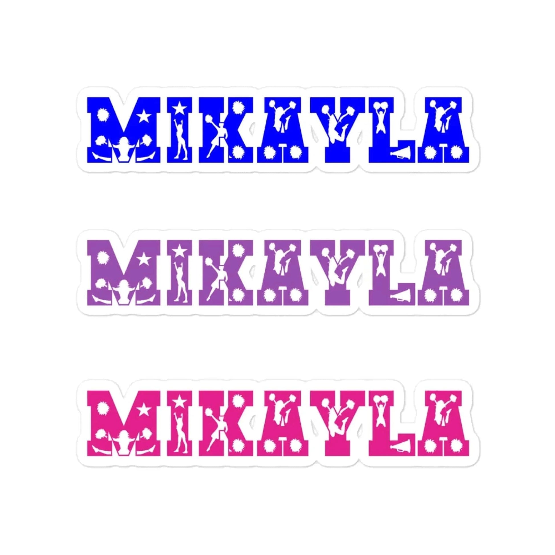 Personalized Cheer Name Sticker Sheet | 3 Custom Names with Cheerleader Silhouette Font Personalized Cheer Themed Stickers / White / 5.5″×5.5″ Spirt Gear Collective Personalized Cheer Sticker