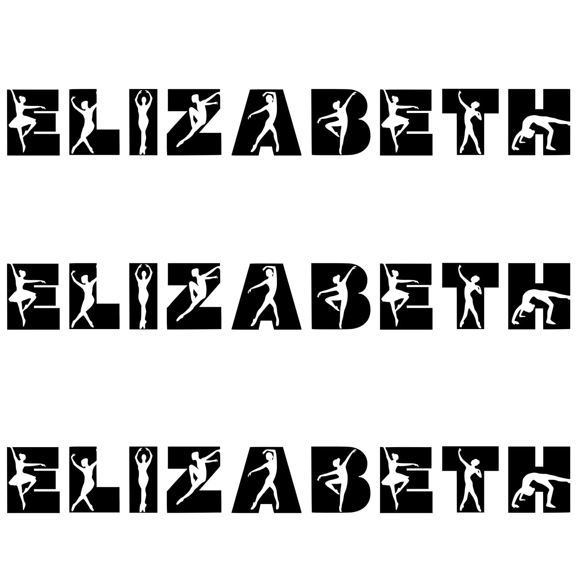 Personalized Dance Name Sticker Sheet | 3 Custom Names with Dancer Silhouette Font Personalized Dance Themed Stickers / White / 5.5″×5.5″ Spirt Gear Collective Personalized Dance Sticker