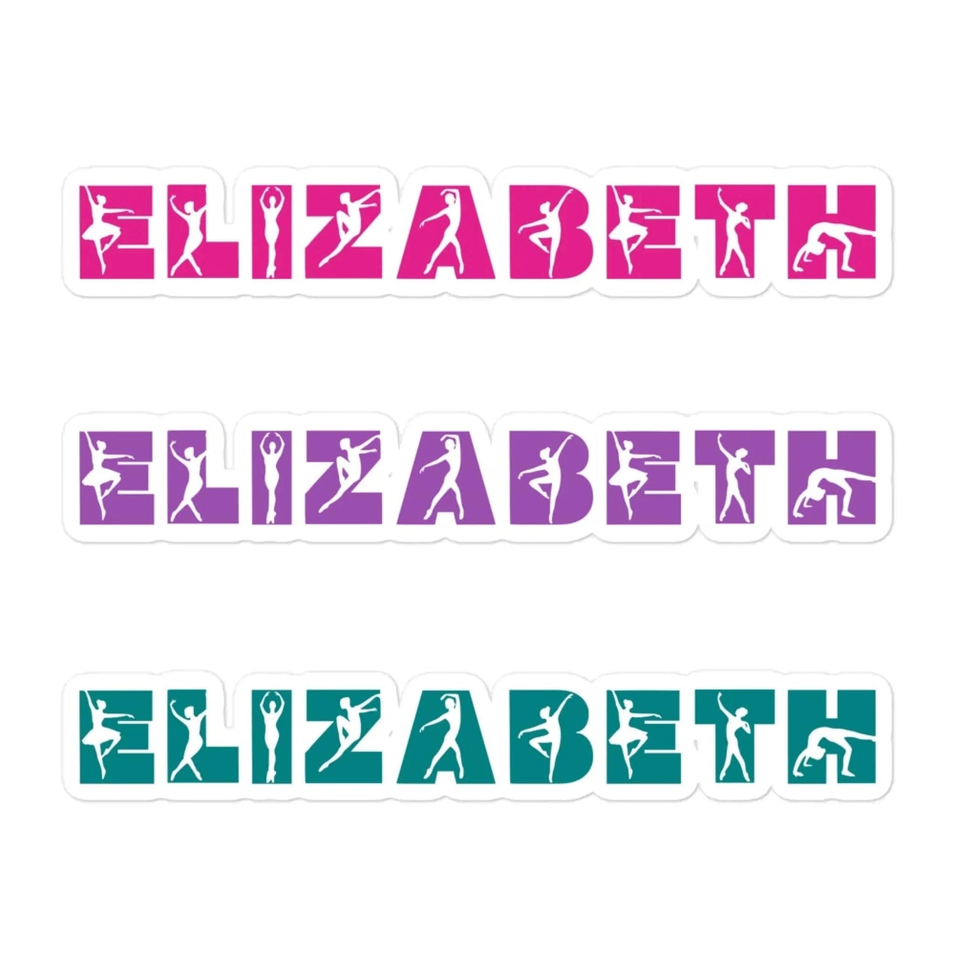 Personalized Dance Name Sticker Sheet | 3 Custom Names with Dancer Silhouette Font Personalized Dance Themed Stickers / White / 5.5″×5.5″ Spirt Gear Collective Personalized Dance Sticker