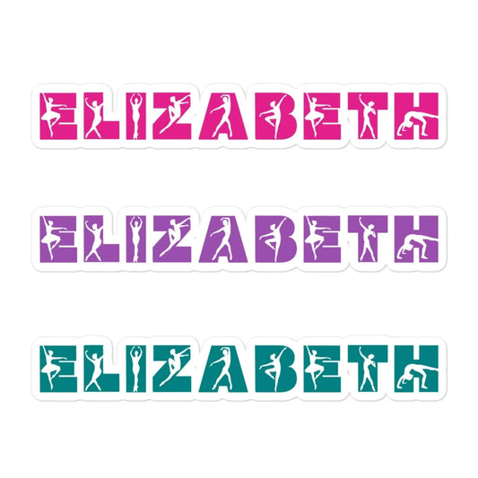 Personalized Dance Name Sticker Sheet | 3 Custom Names with Dancer Silhouette Font Personalized Dance Themed Stickers / White / 5.5″×5.5″ Spirt Gear Collective Personalized Dance Sticker