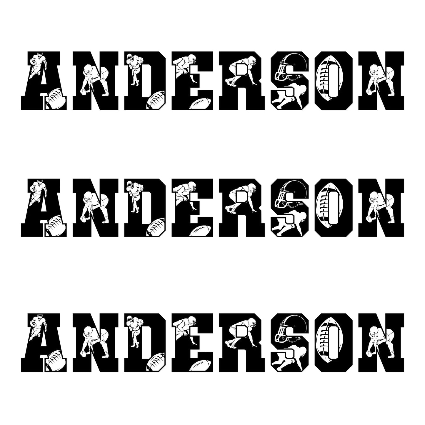 Personalized Football Name Sticker Sheet | 3 Custom Names Per Sheet Personalized Football Themed Stickers / White / 5.5″×5.5″ Spirit Gear Collective Personalized Football Themed Stickers