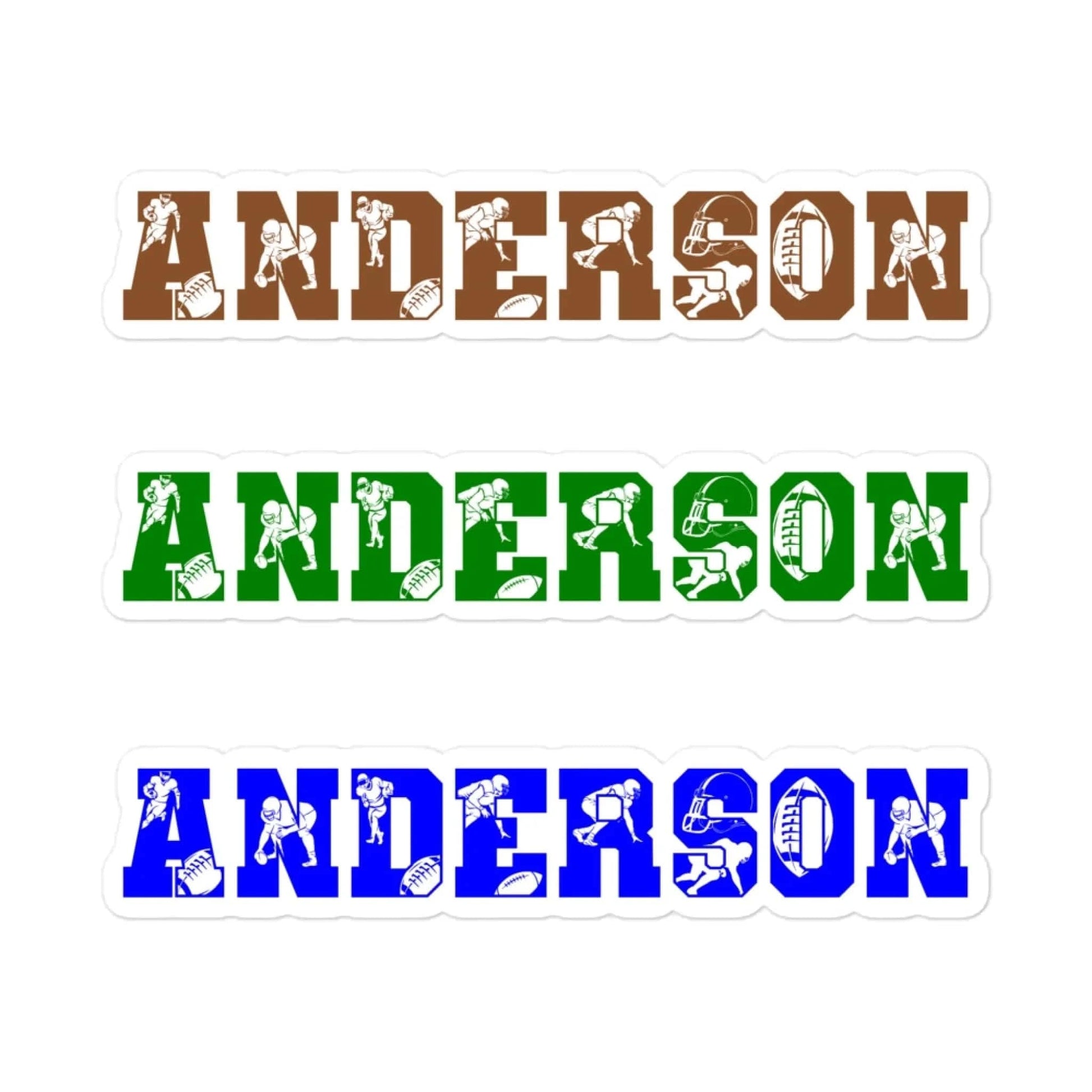 Personalized Football Name Sticker Sheet | 3 Custom Names Per Sheet Personalized Football Themed Stickers / White / 5.5″×5.5″ Spirit Gear Collective Personalized Football Themed Stickers
