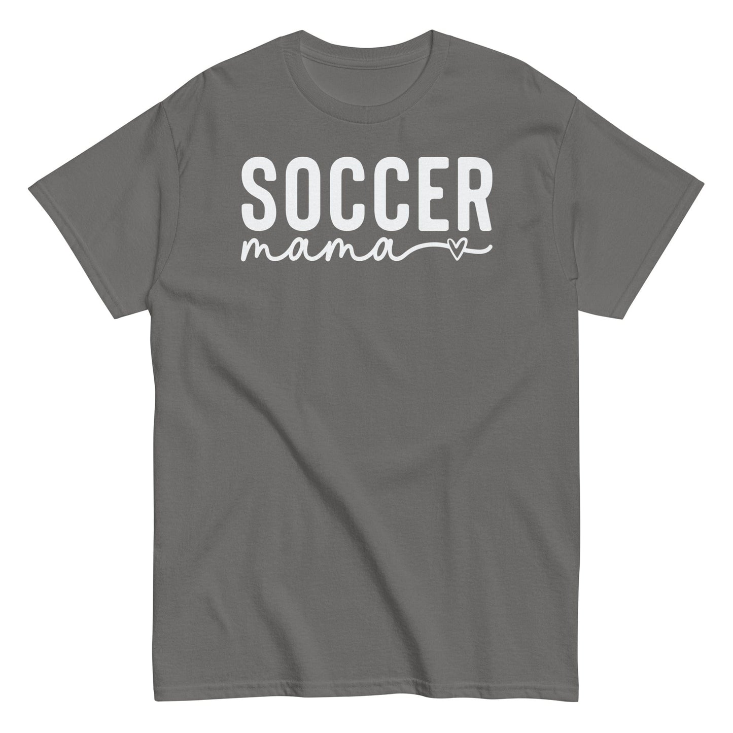 Soccer Mama Shirt with Heart - White Text Charcoal / S Spirit Gear Collective T-Shirt
