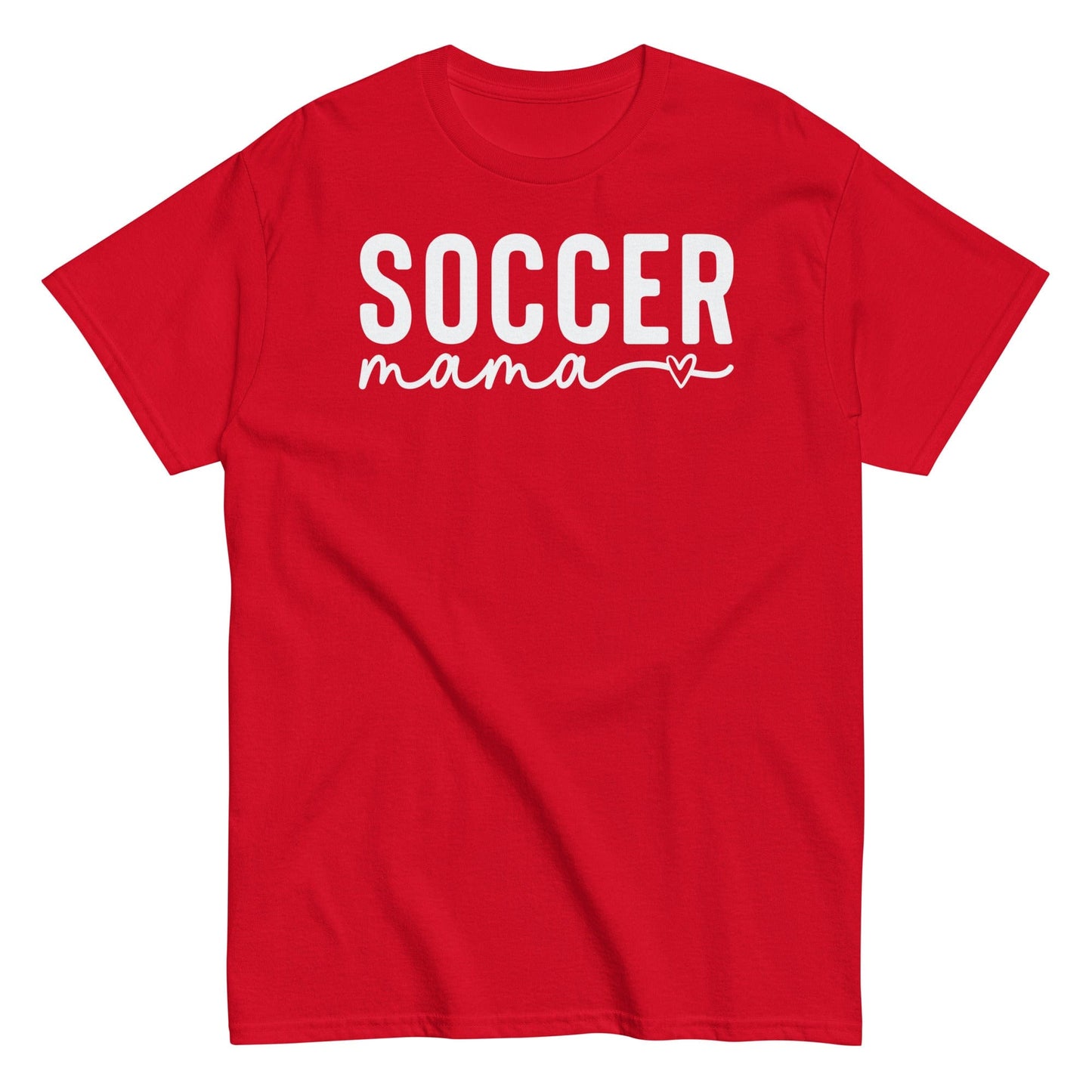 Soccer Mama Shirt with Heart - White Text Red / S Spirit Gear Collective T-Shirt