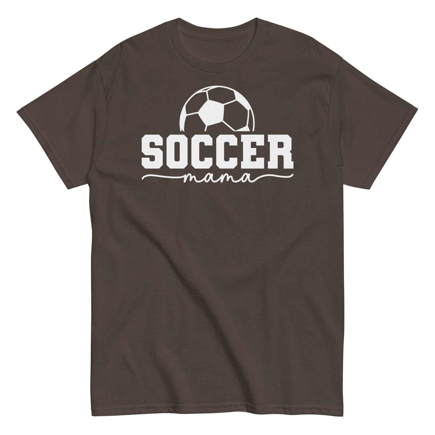 Soccer Mama Shirt with Soccer Ball - White Text Dark Chocolate / S Spirit Gear Collective T-Shirt