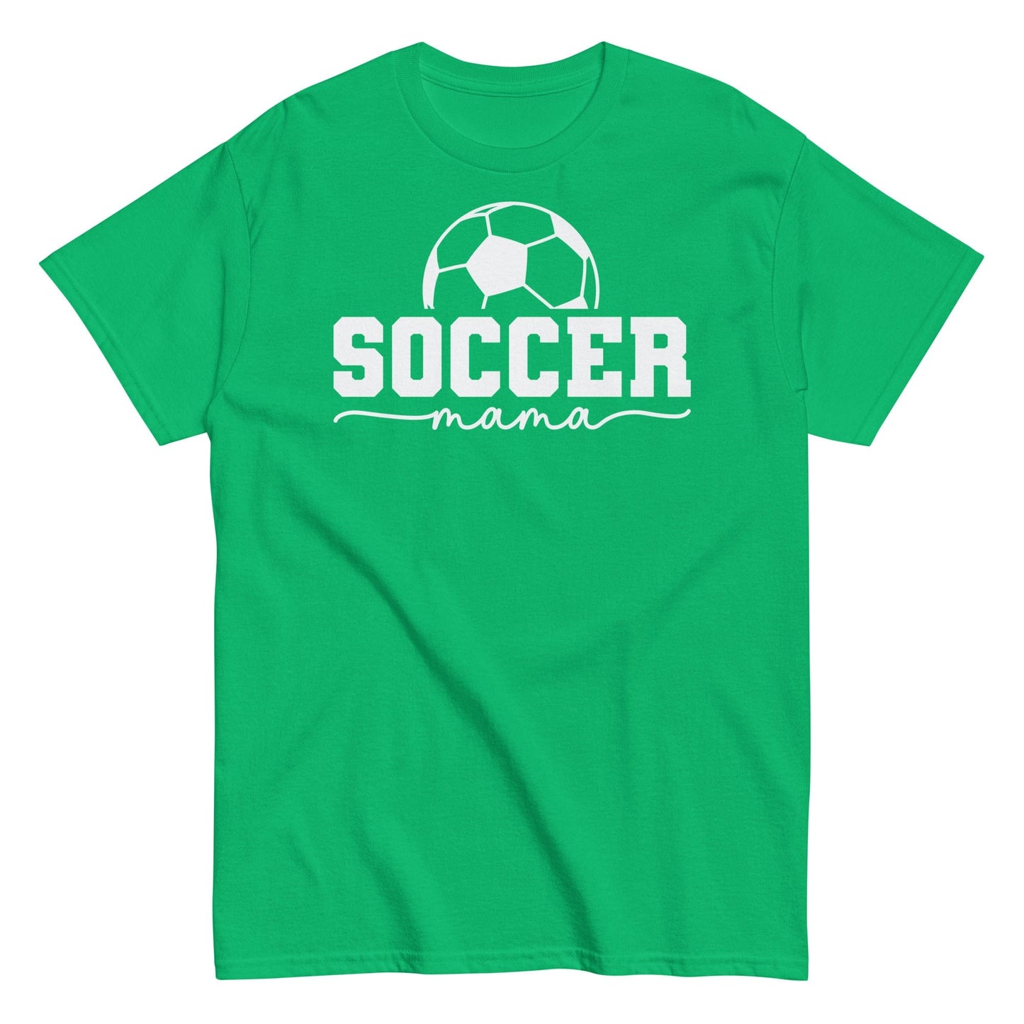 Soccer Mama Shirt with Soccer Ball - White Text Irish Green / S Spirit Gear Collective T-Shirt