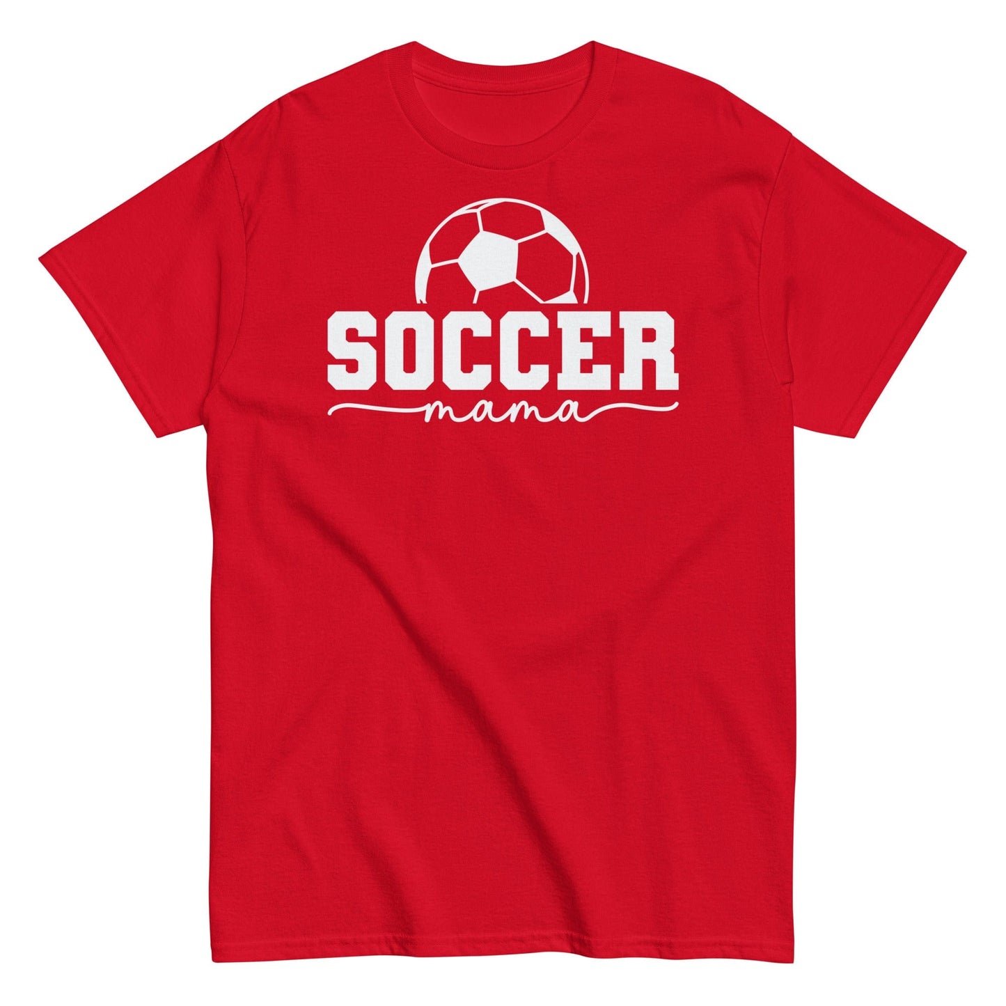 Soccer Mama Shirt with Soccer Ball - White Text Red / S Spirit Gear Collective T-Shirt