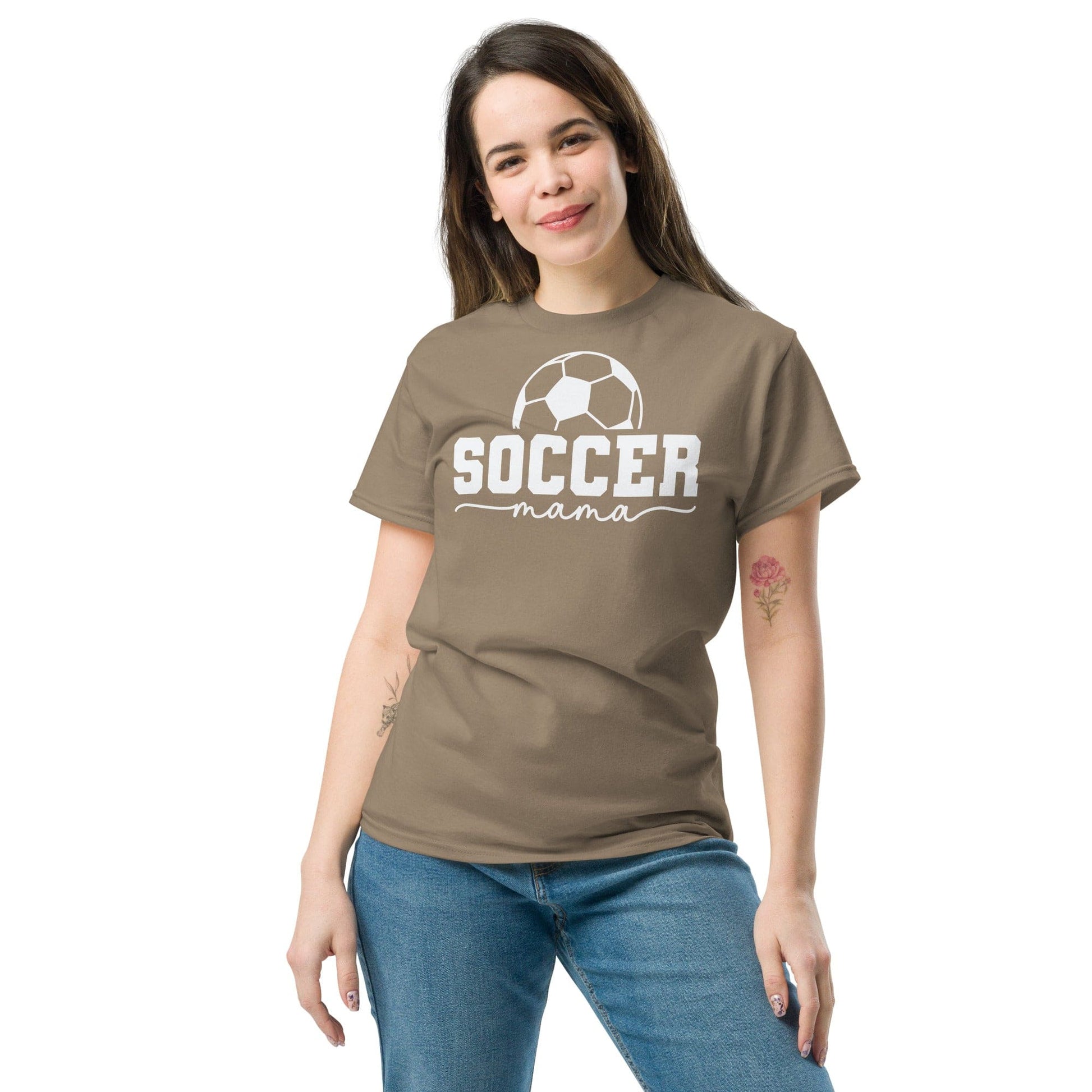 Soccer Mama Shirt with Soccer Ball - White Text Spirit Gear Collective T-Shirt