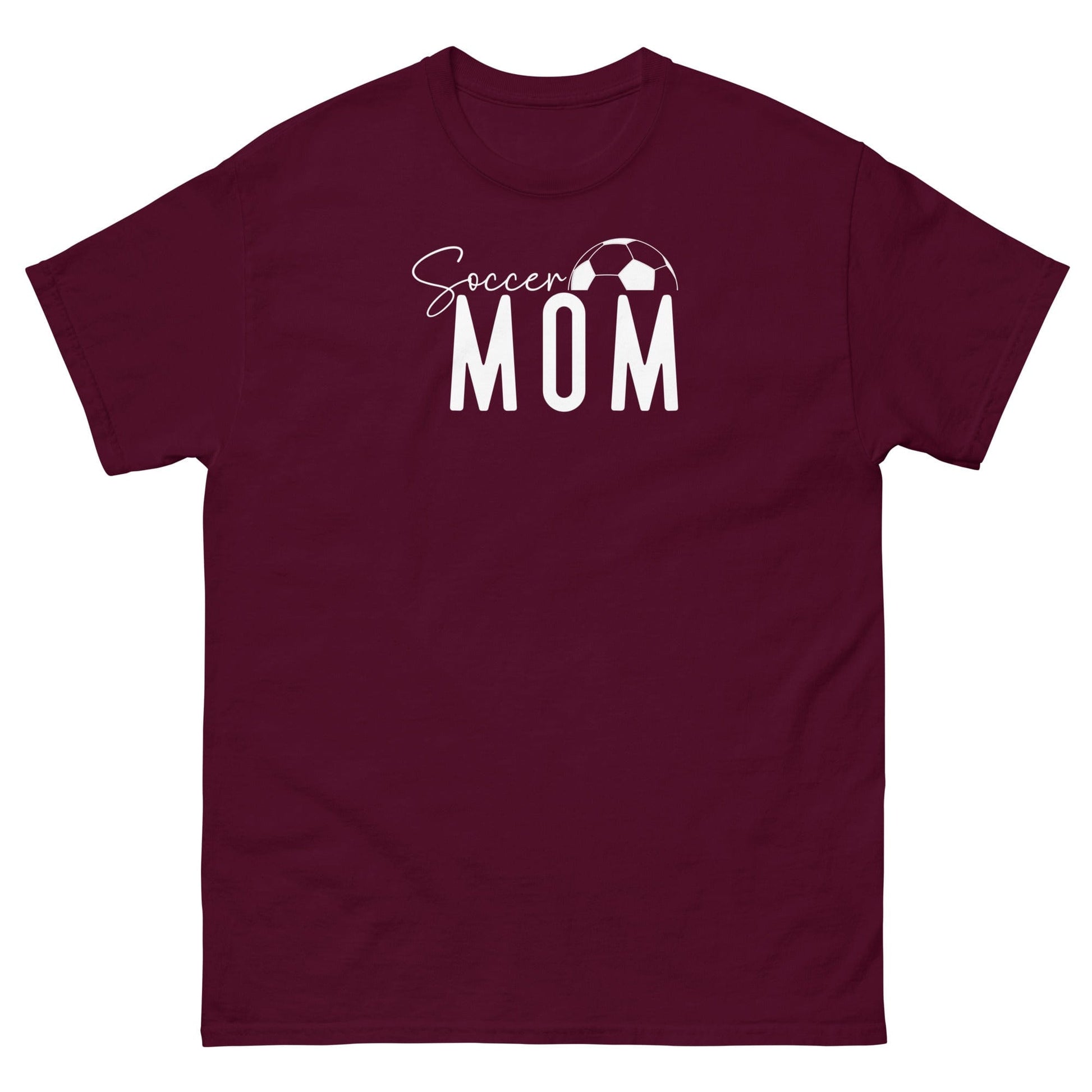 Soccer Mom Shirt - Bold White Text and Soccer Ball Maroon / S Spirit Gear Collective T-Shirt