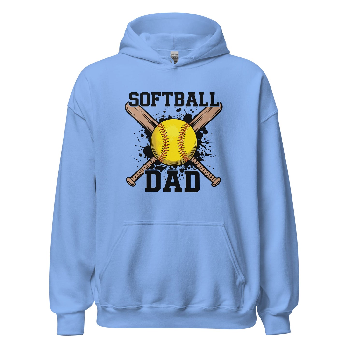 Softball Dad Crossed Bats Hoodie – Proud Softball Father Sweatshirt Carolina Blue / S Spirit Gear Collective Hoodie