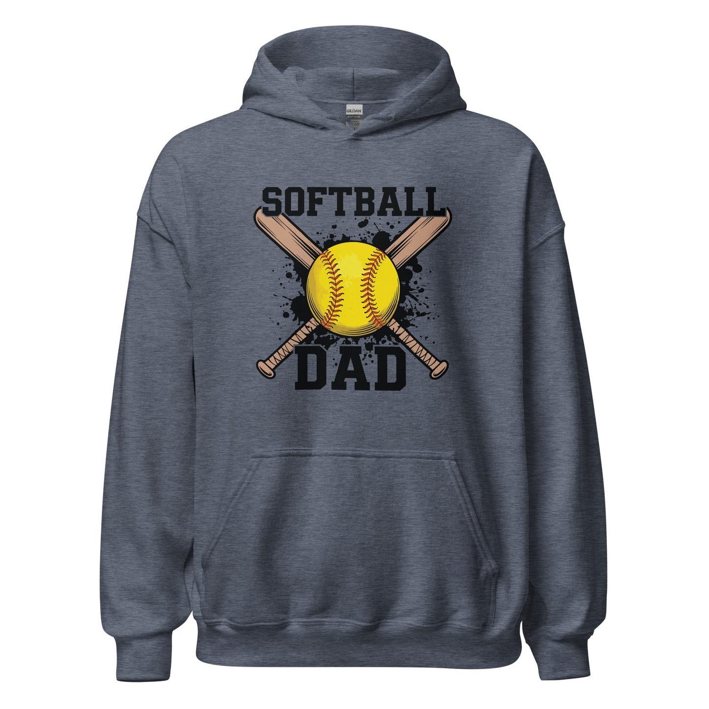 Softball Dad Crossed Bats Hoodie – Proud Softball Father Sweatshirt Heather Sport Dark Navy / S Spirit Gear Collective Hoodie
