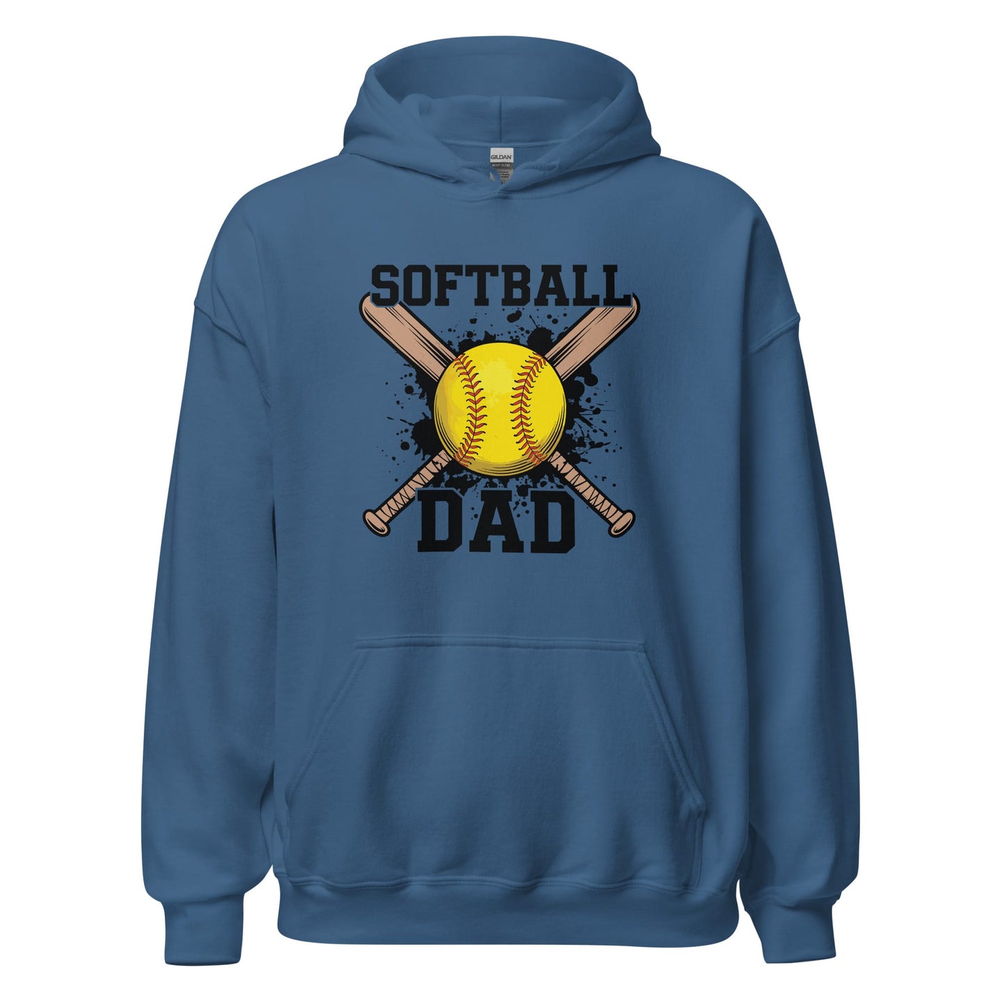 Softball Dad Crossed Bats Hoodie – Proud Softball Father Sweatshirt Indigo Blue / S Spirit Gear Collective Hoodie