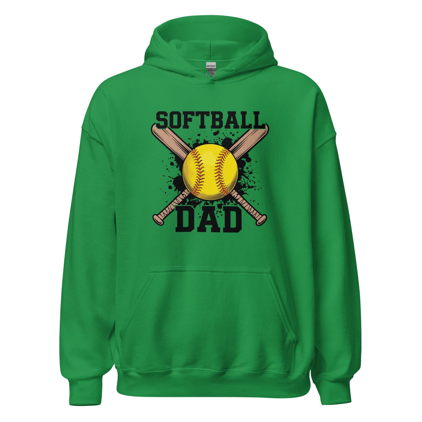 Softball Dad Crossed Bats Hoodie – Proud Softball Father Sweatshirt Irish Green / S Spirit Gear Collective Hoodie