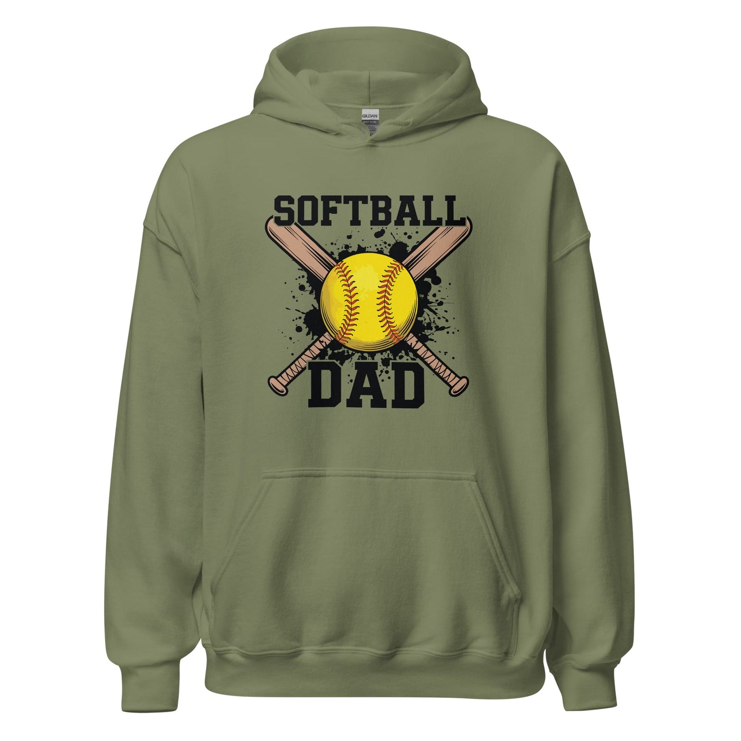Softball Dad Crossed Bats Hoodie – Proud Softball Father Sweatshirt Military Green / S Spirit Gear Collective Hoodie