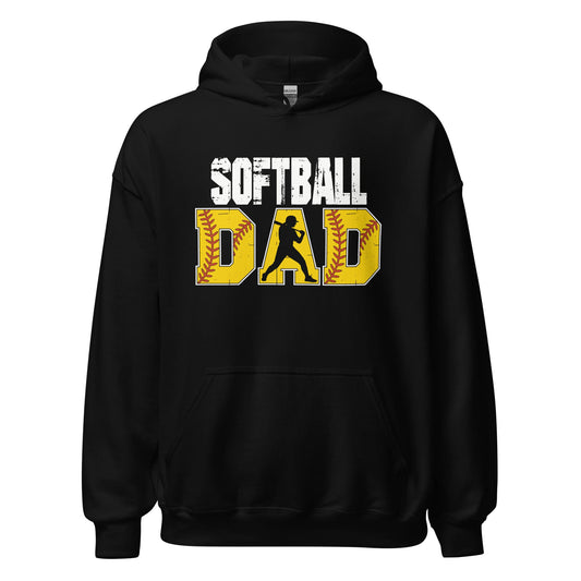 Softball Dad Hoodie – Softball Father Graphic Sweatshirt Black / S Spirit Gear Collective Hoodie