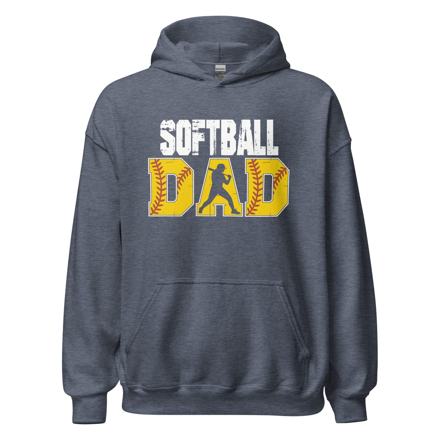 Softball Dad Hoodie – Softball Father Graphic Sweatshirt Heather Sport Dark Navy / S Spirit Gear Collective Hoodie