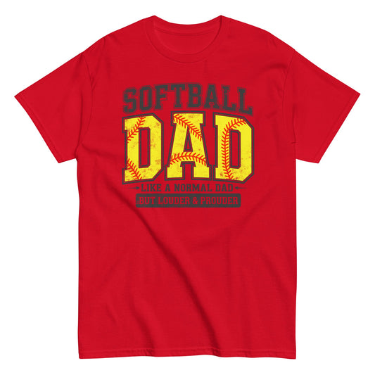 Softball Dad T-Shirt – Proud Softball Father Graphic Tee, Game Day Spirit Shirt Red / S Spirit Gear Collective