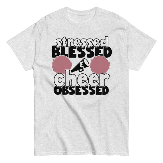 Stressed Blessed and Cheer Obessed Shirt Ash / S Spirit Gear Collective T-Shirt