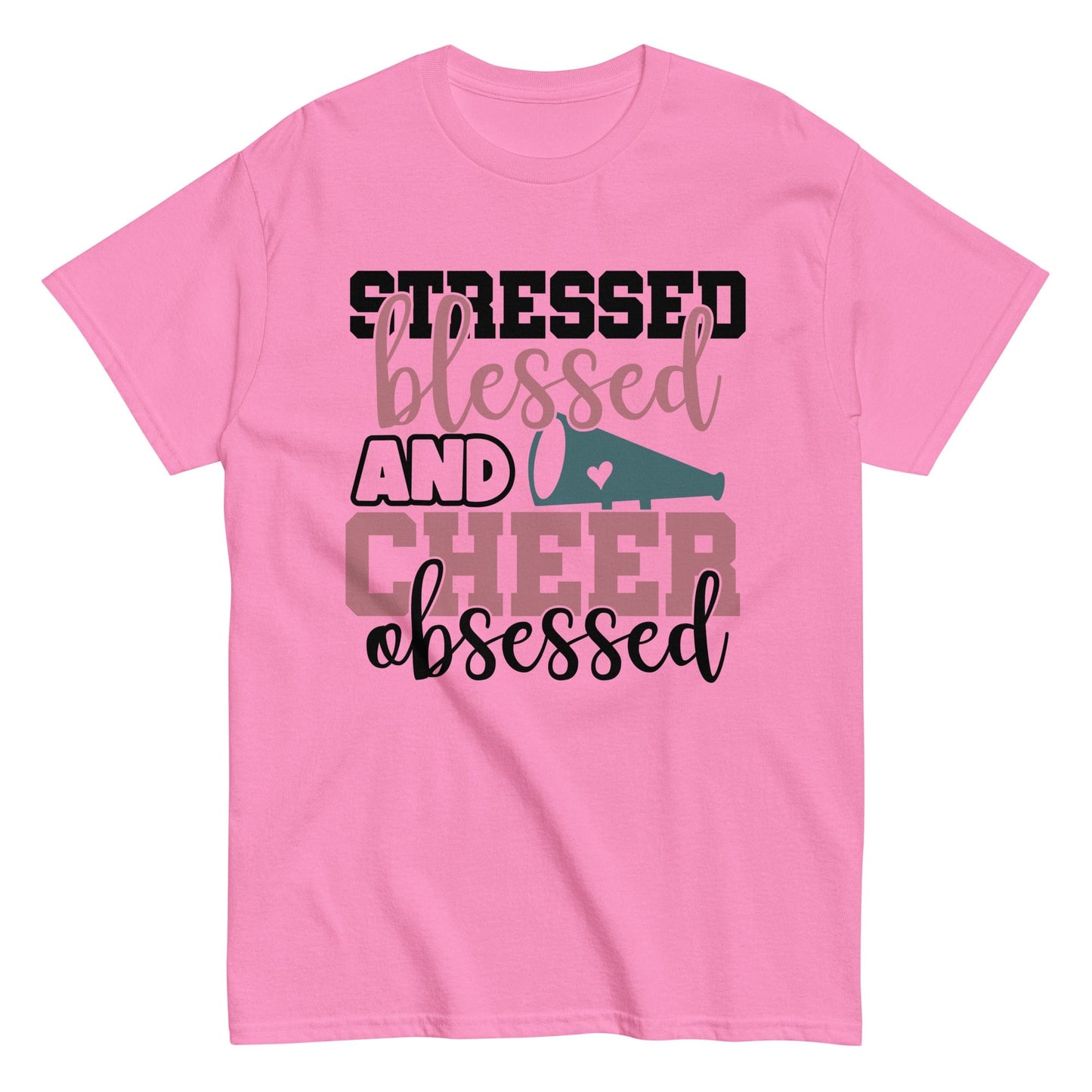 Stressed Blessed and Cheer Obessed Shirt Azalea / S Spirit Gear Collective T-Shirt