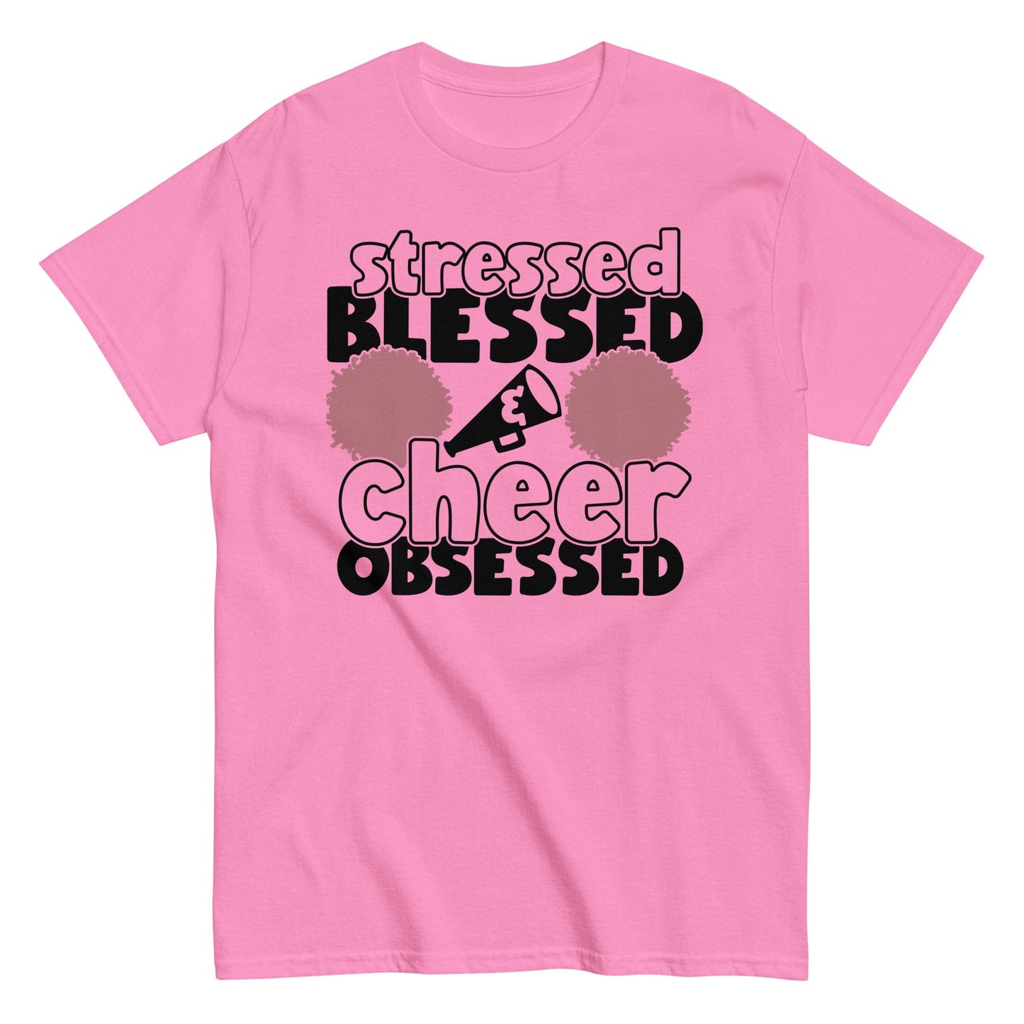 Stressed Blessed and Cheer Obessed Shirt Azalea / S Spirit Gear Collective T-Shirt