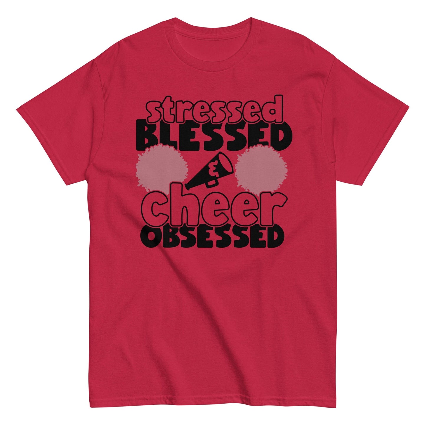 Stressed Blessed and Cheer Obessed Shirt Cardinal / S Spirit Gear Collective T-Shirt