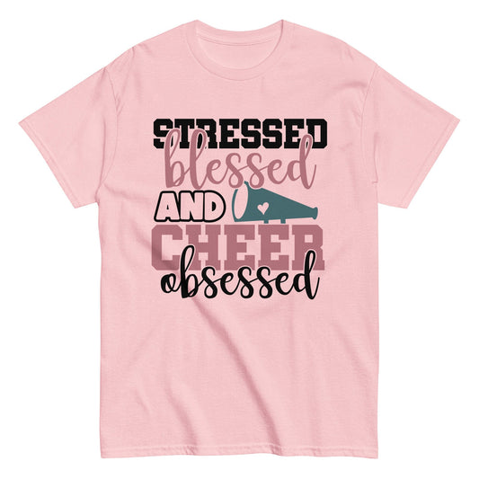 Stressed Blessed and Cheer Obessed Shirt Light Pink / S Spirit Gear Collective T-Shirt