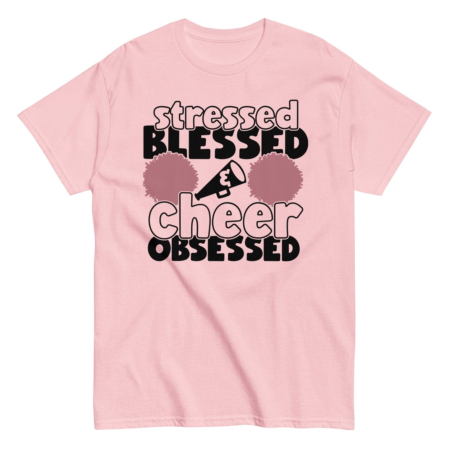 Stressed Blessed and Cheer Obessed Shirt Light Pink / S Spirit Gear Collective T-Shirt