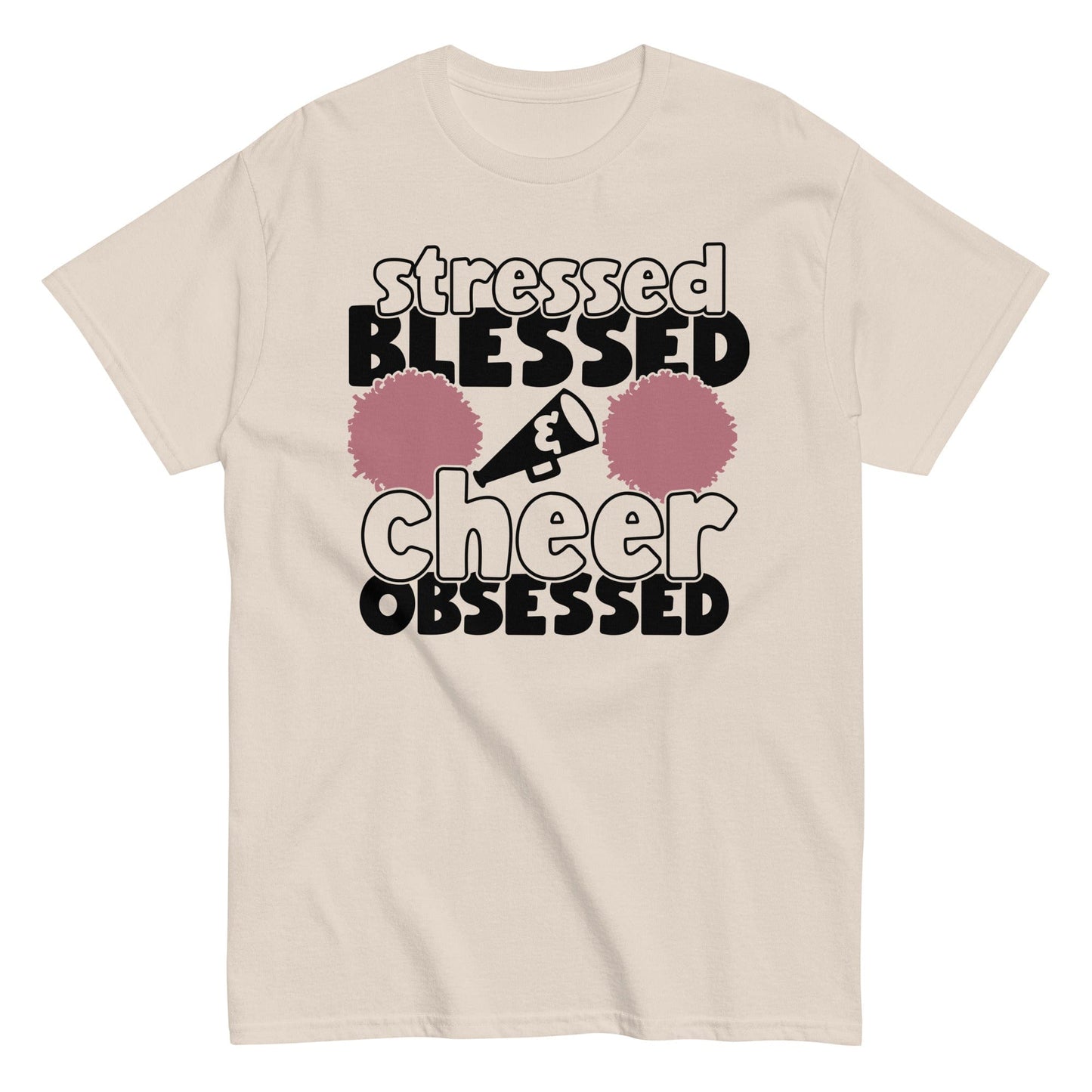 Stressed Blessed and Cheer Obessed Shirt Natural / S Spirit Gear Collective T-Shirt