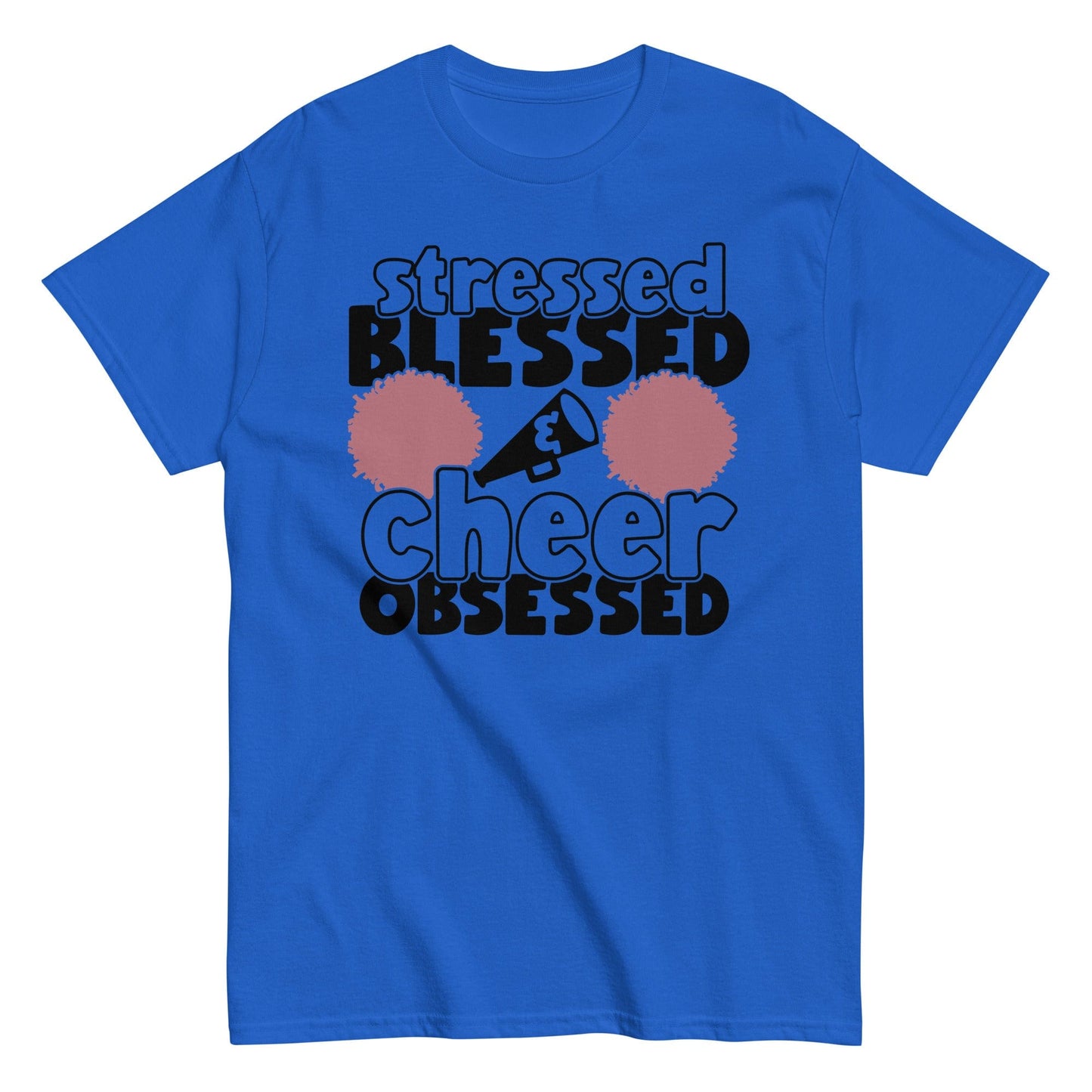 Stressed Blessed and Cheer Obessed Shirt Royal / S Spirit Gear Collective T-Shirt