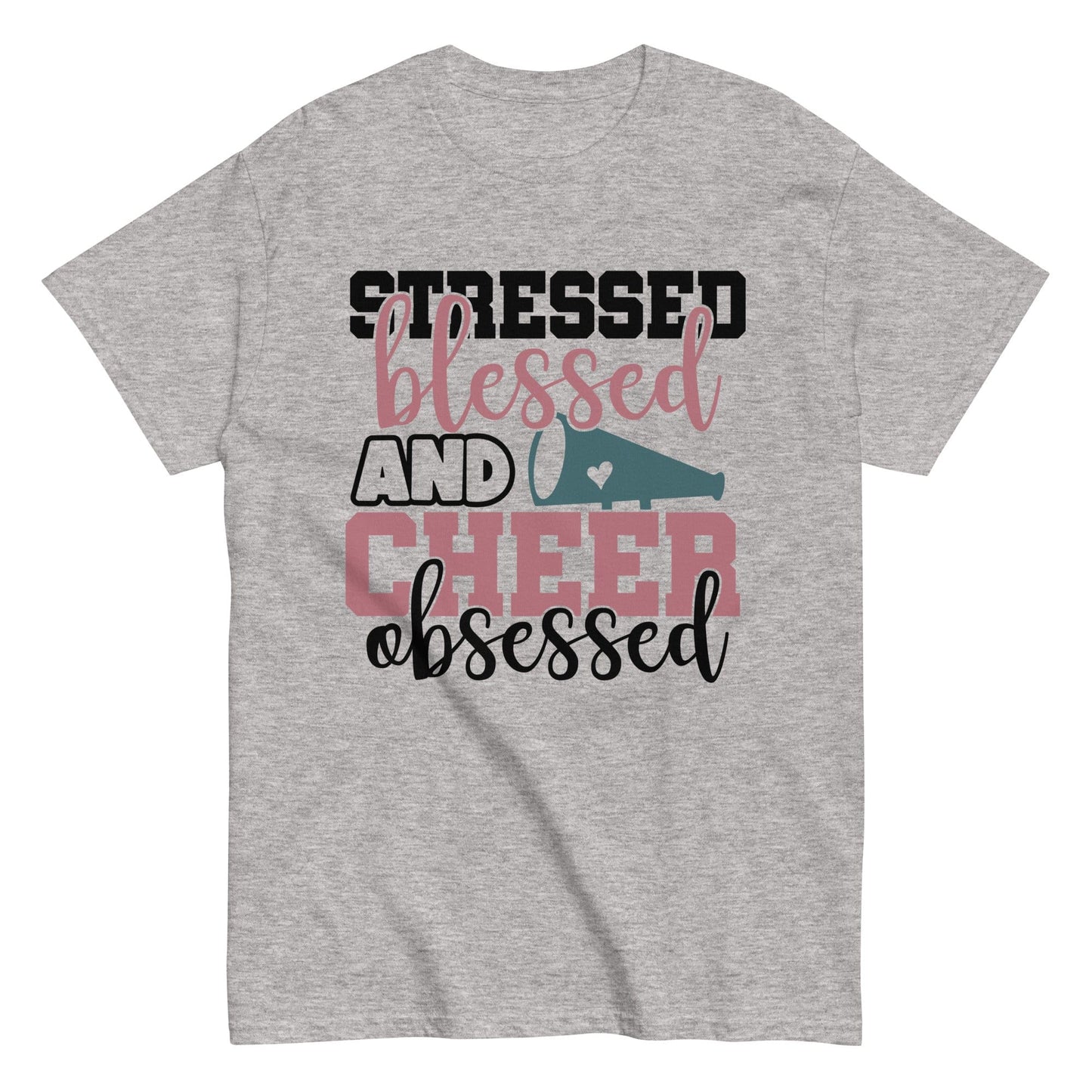 Stressed Blessed and Cheer Obessed Shirt Sport Grey / S Spirit Gear Collective T-Shirt