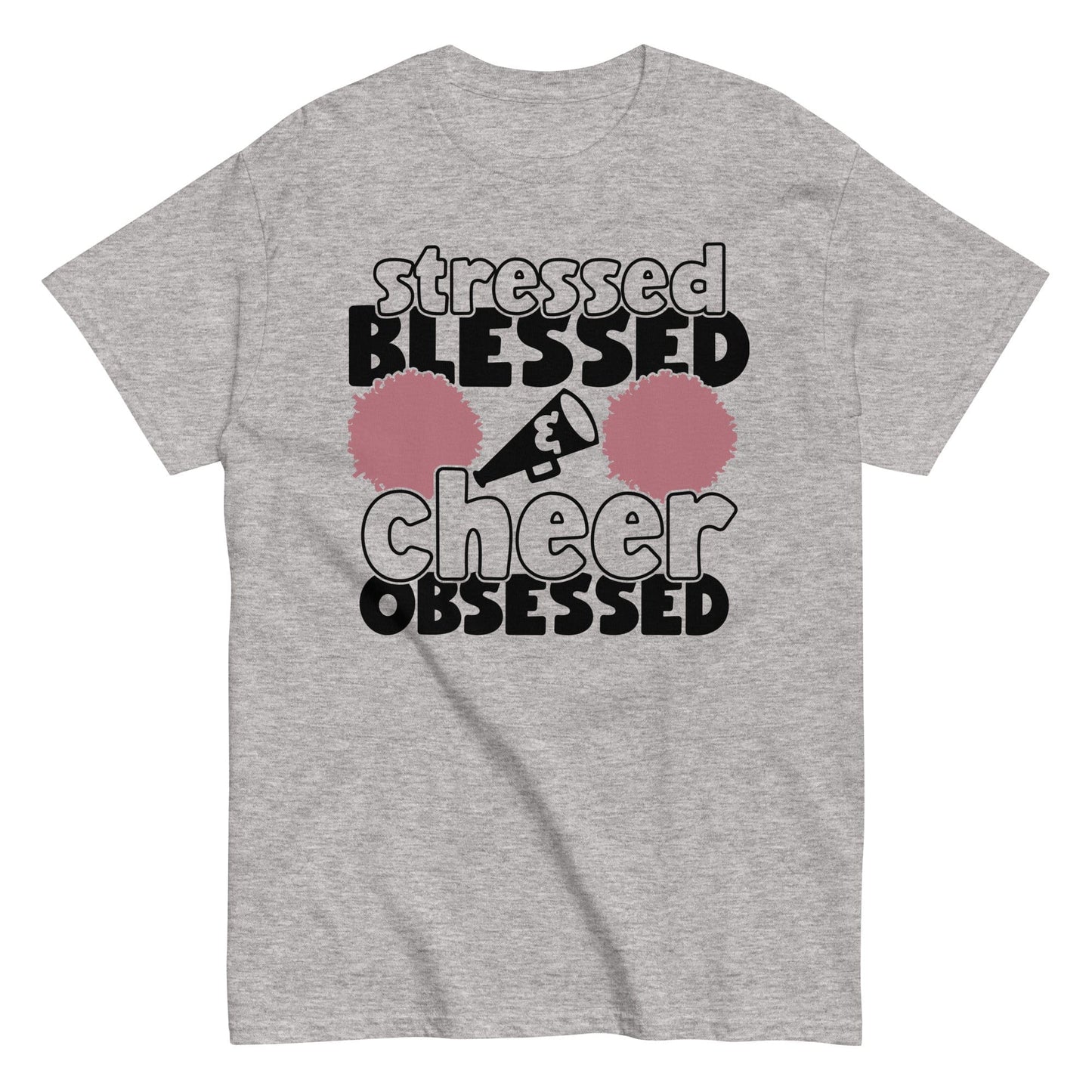 Stressed Blessed and Cheer Obessed Shirt Sport Grey / S Spirit Gear Collective T-Shirt