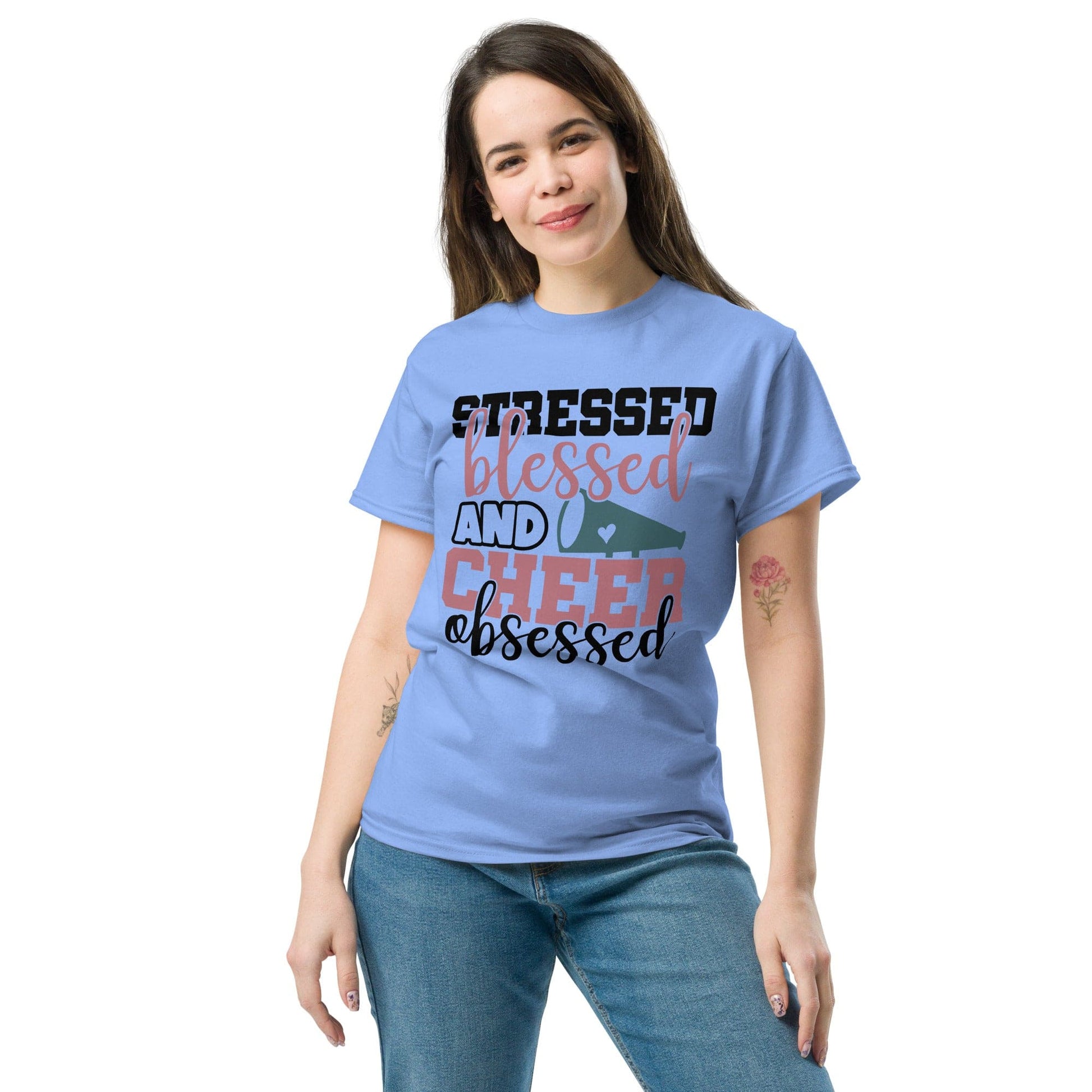 Stressed Blessed and Cheer Obessed Shirt Spirit Gear Collective T-Shirt