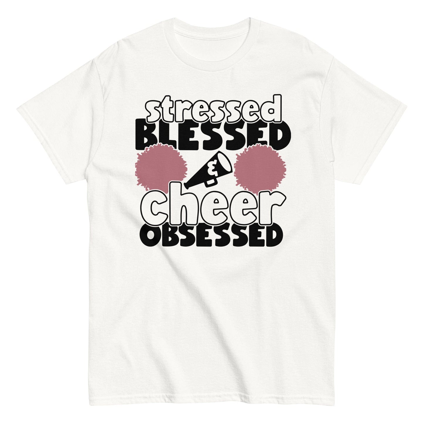 Stressed Blessed and Cheer Obessed Shirt White / S Spirit Gear Collective T-Shirt