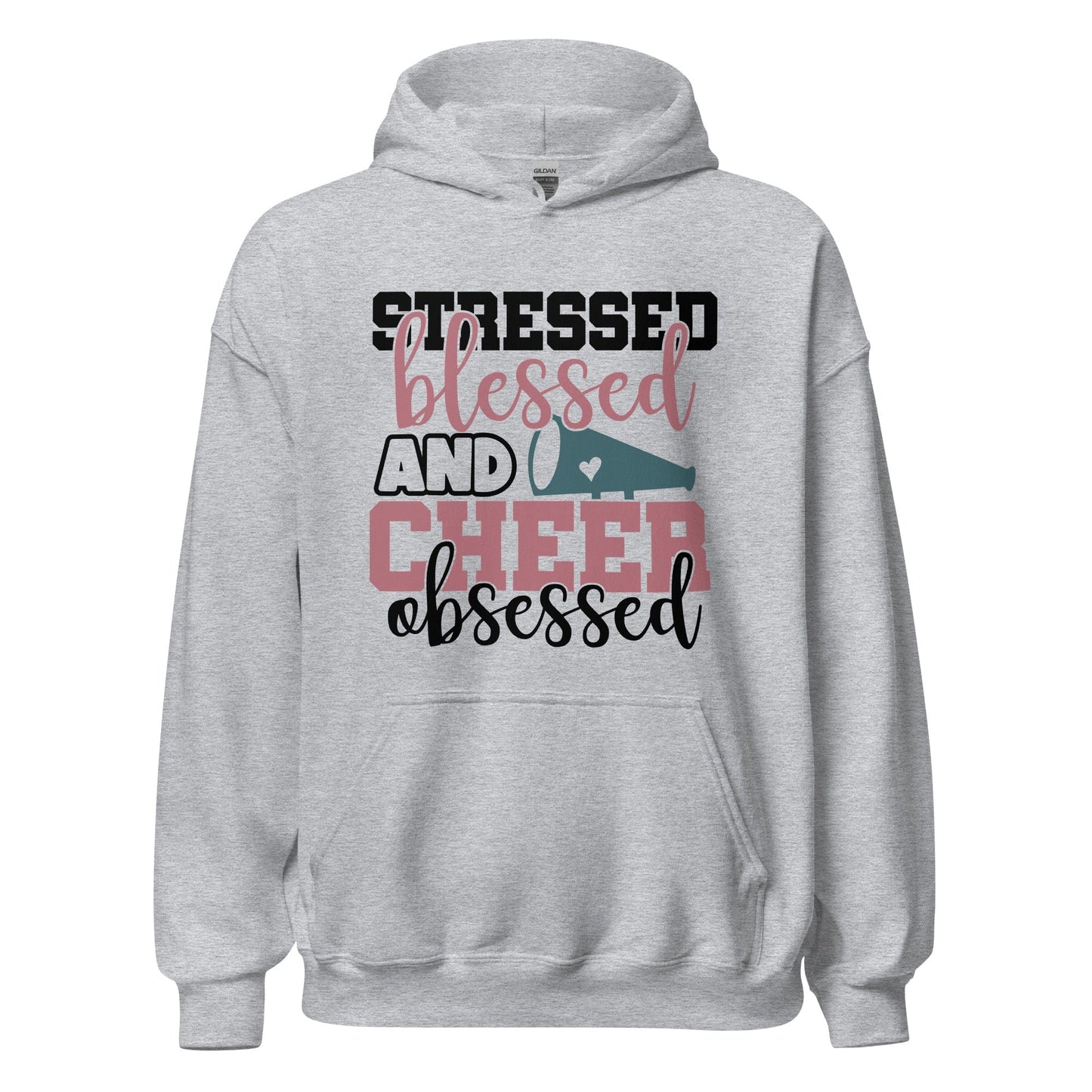 Stressed Blessed and Cheer Obsessed Hoodie Sport Grey / S Spirit Gear Collective Hoodie