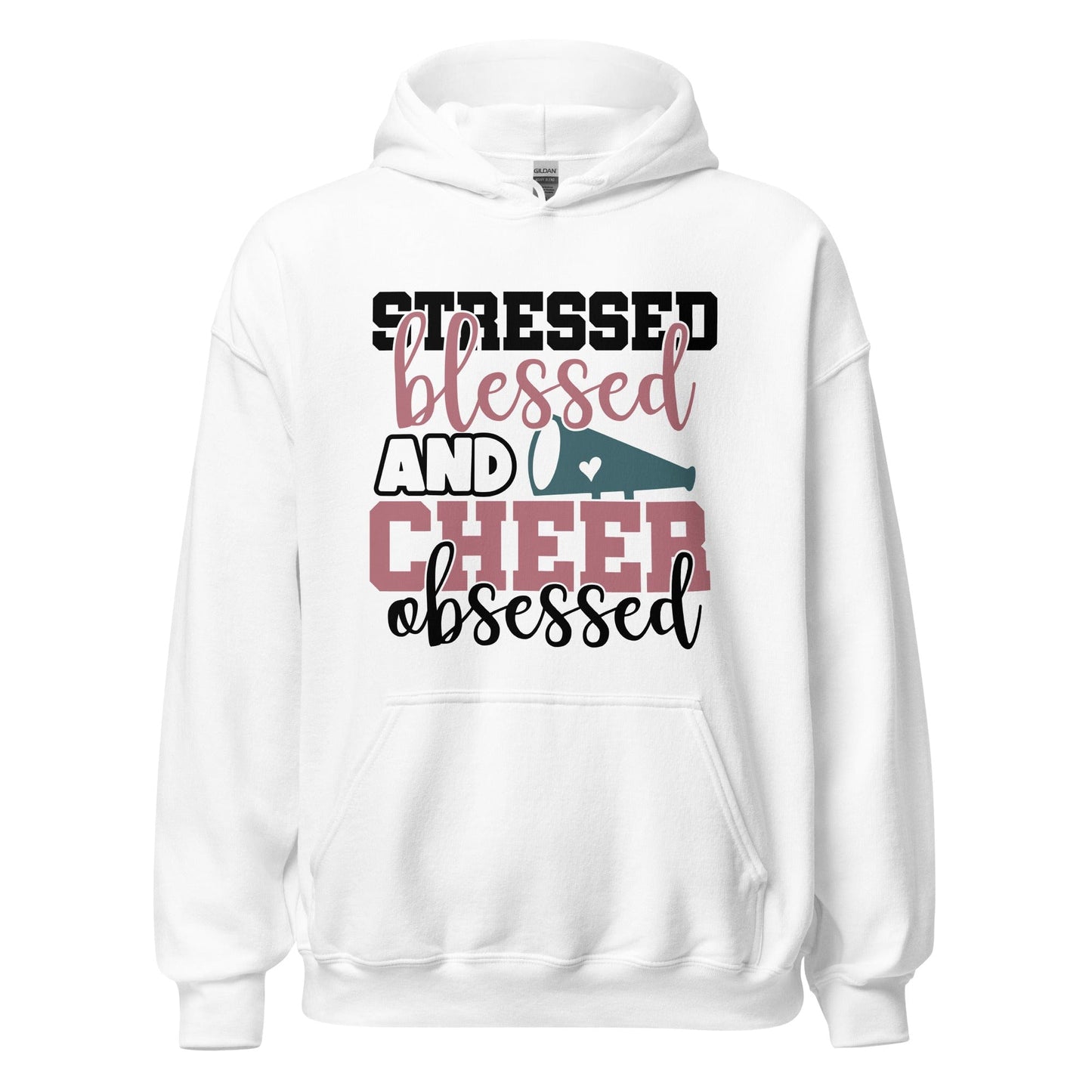 Stressed Blessed and Cheer Obsessed Hoodie White / S Spirit Gear Collective Hoodie