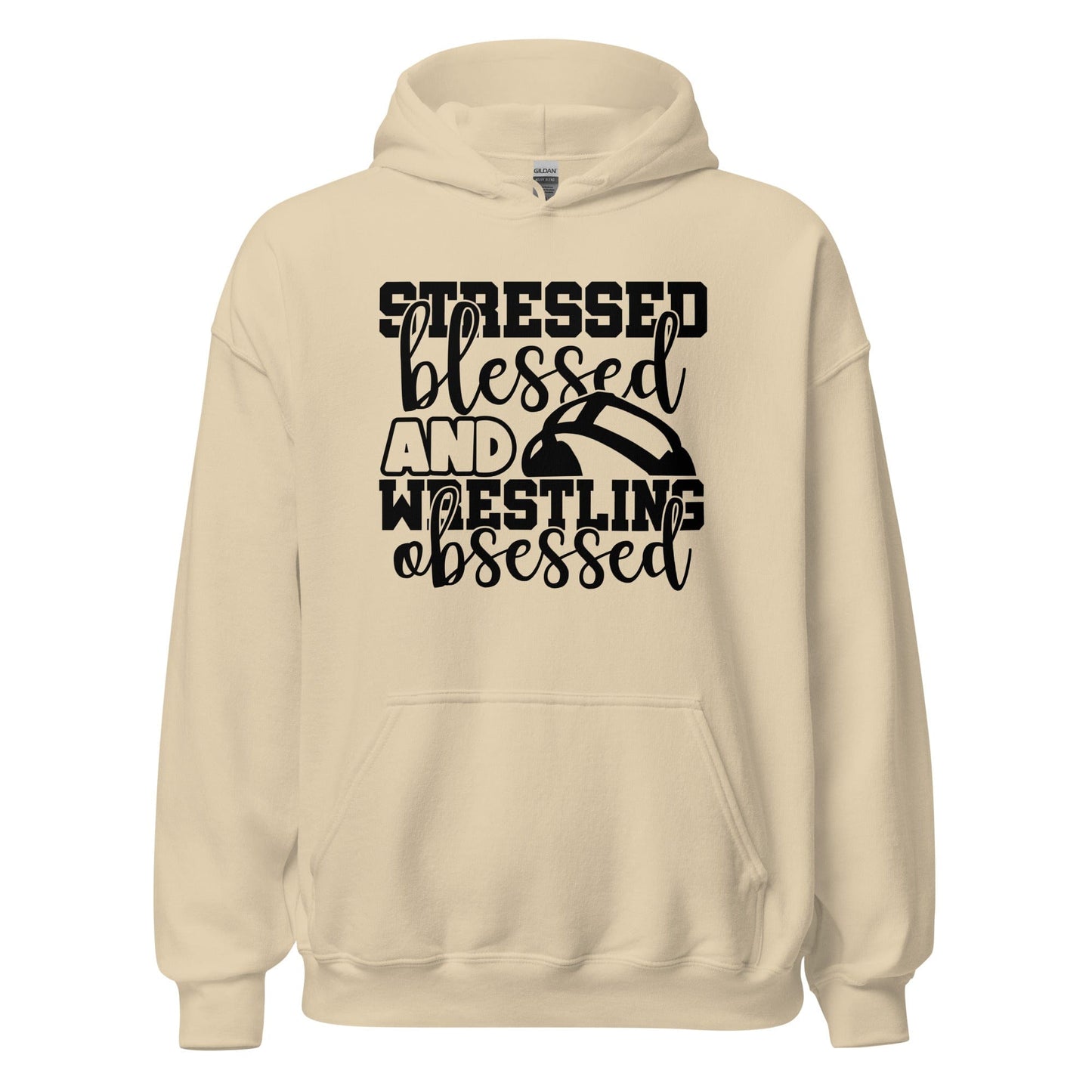 Stressed Blessed and Wrestling Obsessed Hoodie Sand / S Spirit Gear Collective Hoodie