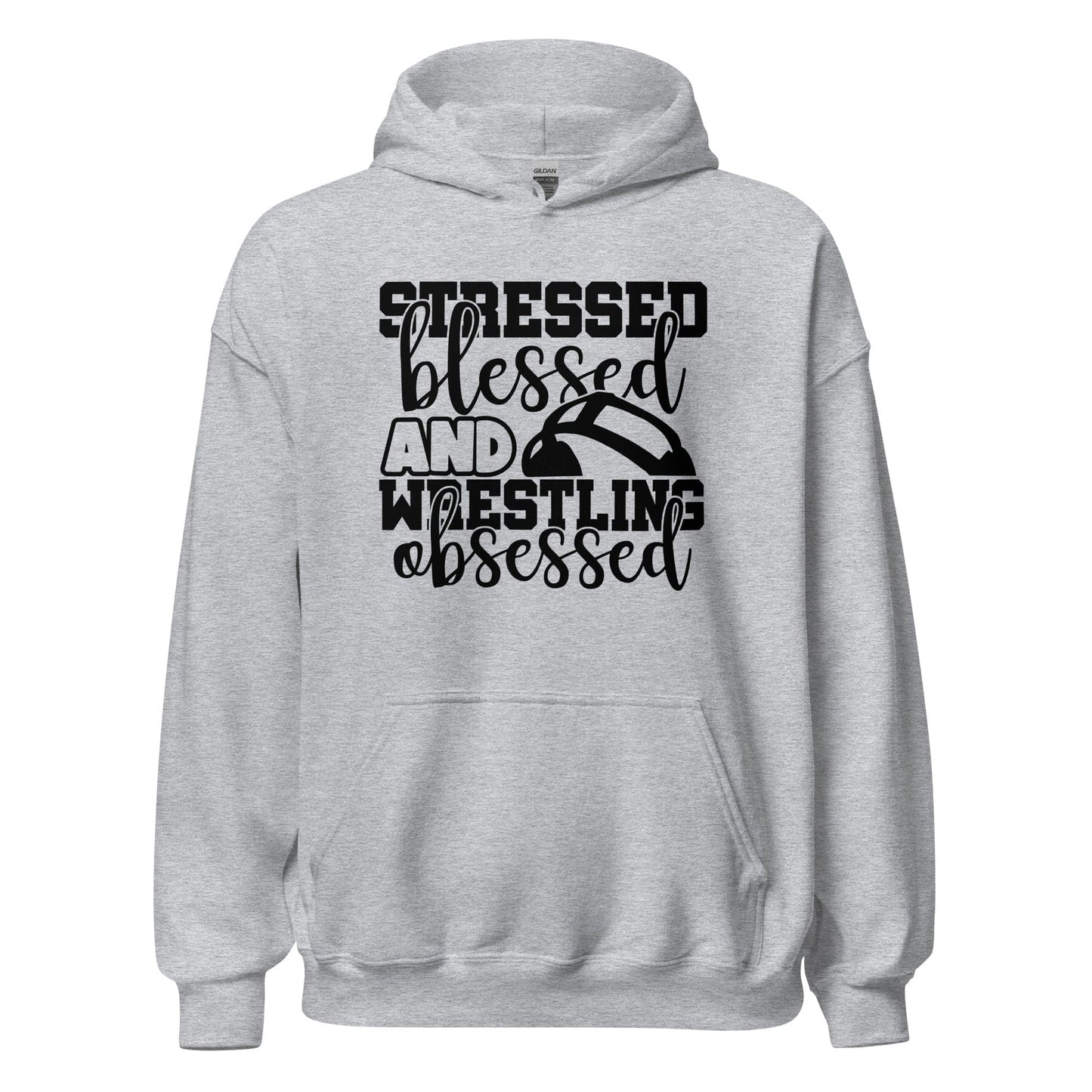 Stressed Blessed and Wrestling Obsessed Hoodie Sport Grey / S Spirit Gear Collective Hoodie