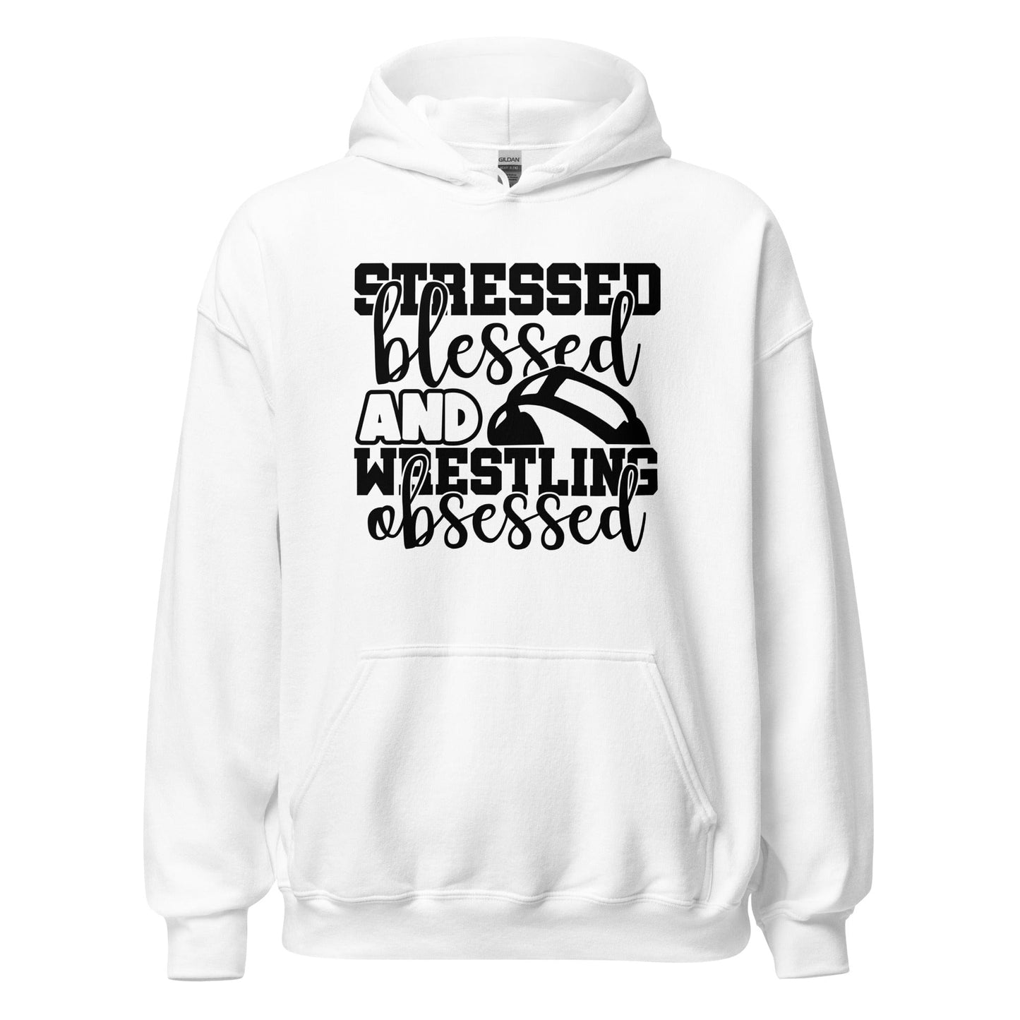 Stressed Blessed and Wrestling Obsessed Hoodie White / S Spirit Gear Collective Hoodie