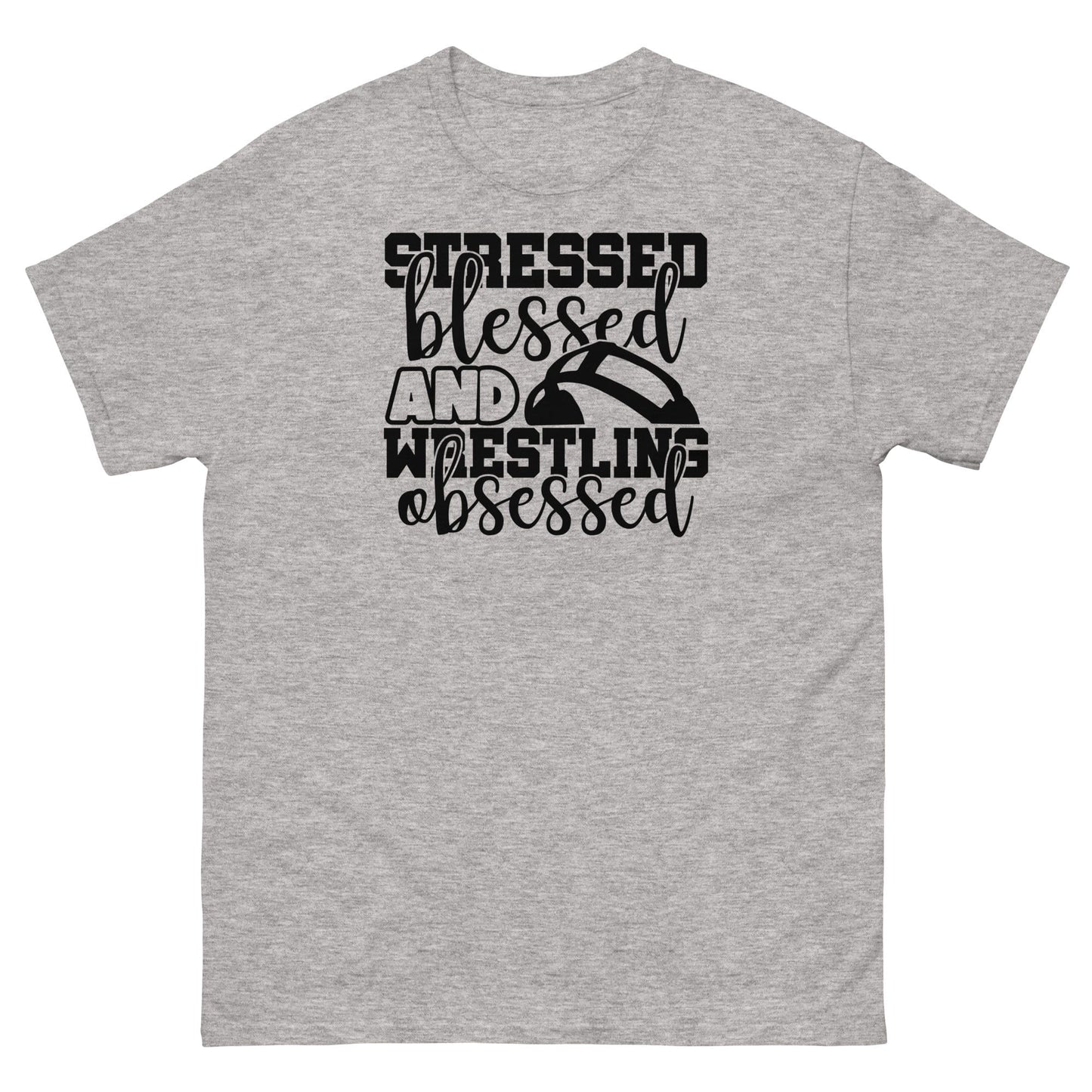 Stressed Blessed and Wrestling Obsessed Sport Grey / S Spirit Gear Collective T-Shirt