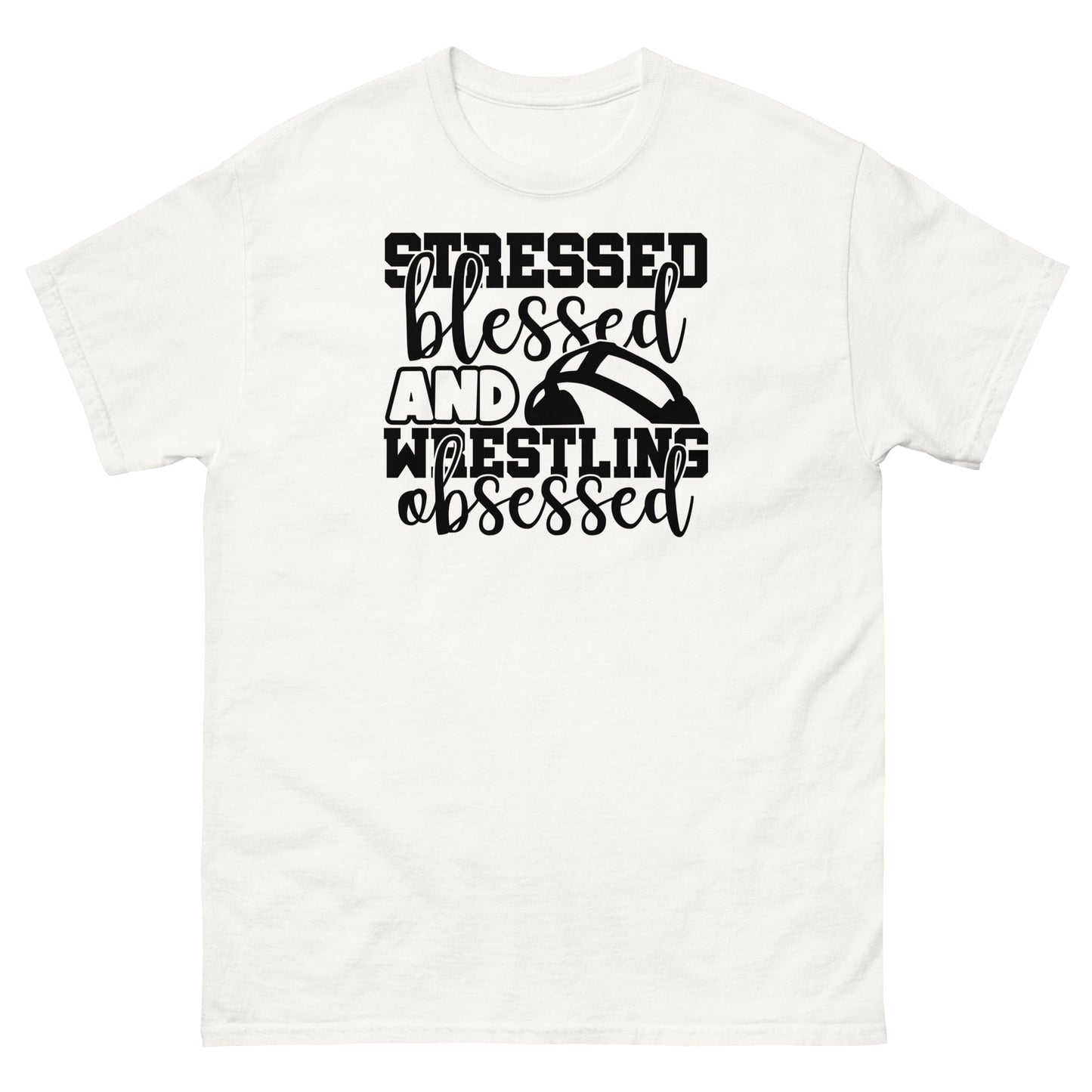 Stressed Blessed and Wrestling Obsessed White / S Spirit Gear Collective T-Shirt