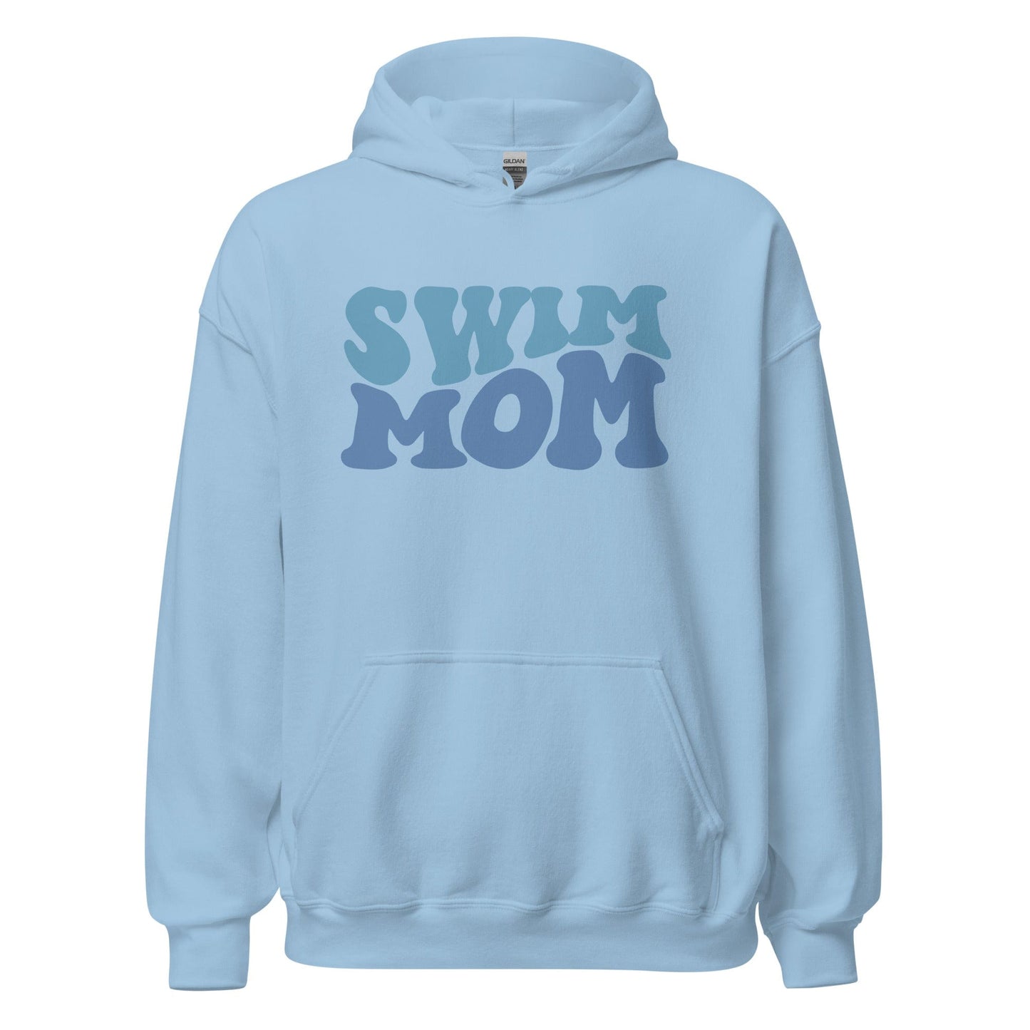 "Swim Mom" Retro Bubble Hoodie Light Blue / S Spirit Gear Collective Hoodie