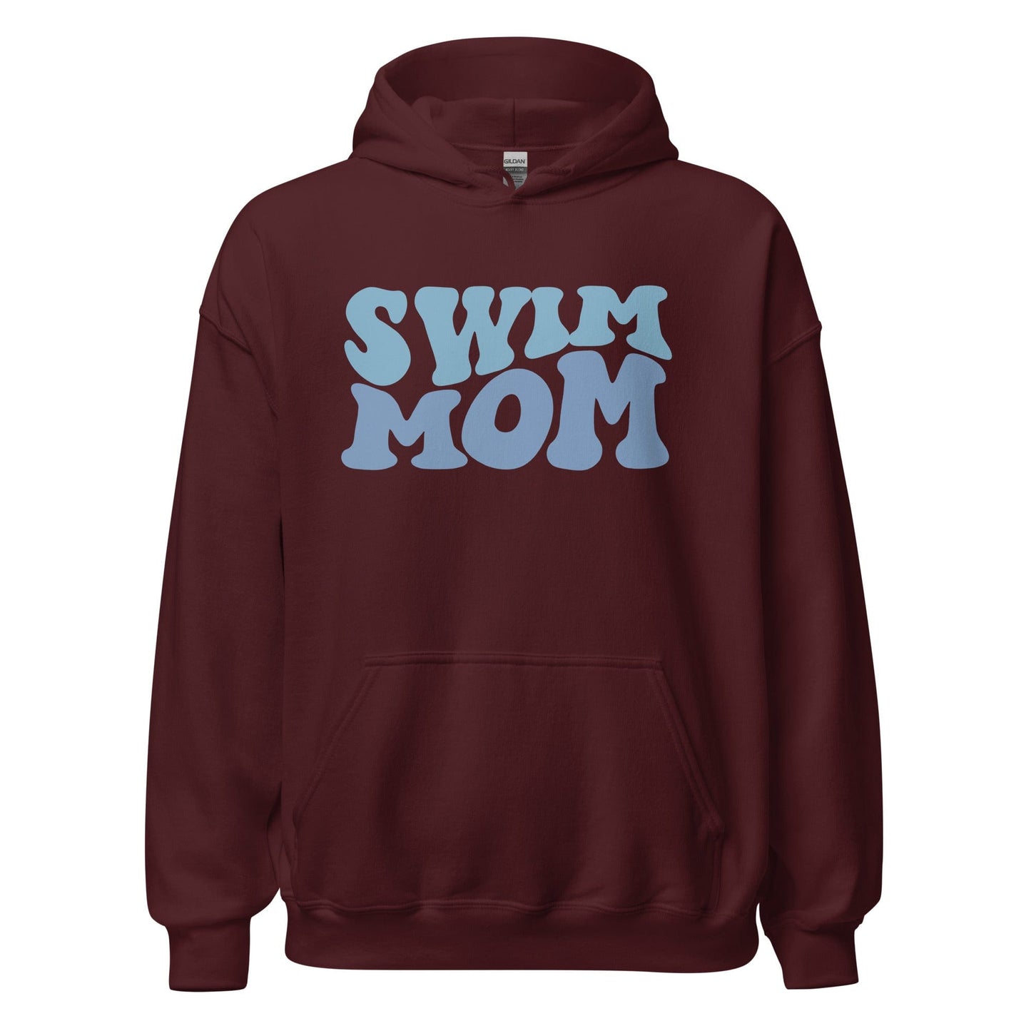 "Swim Mom" Retro Bubble Hoodie Maroon / S Spirit Gear Collective Hoodie