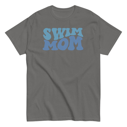 "Swim Mom" Retro Bubble  T-Shirt Charcoal / S Spirit Gear Collective T-Shirt