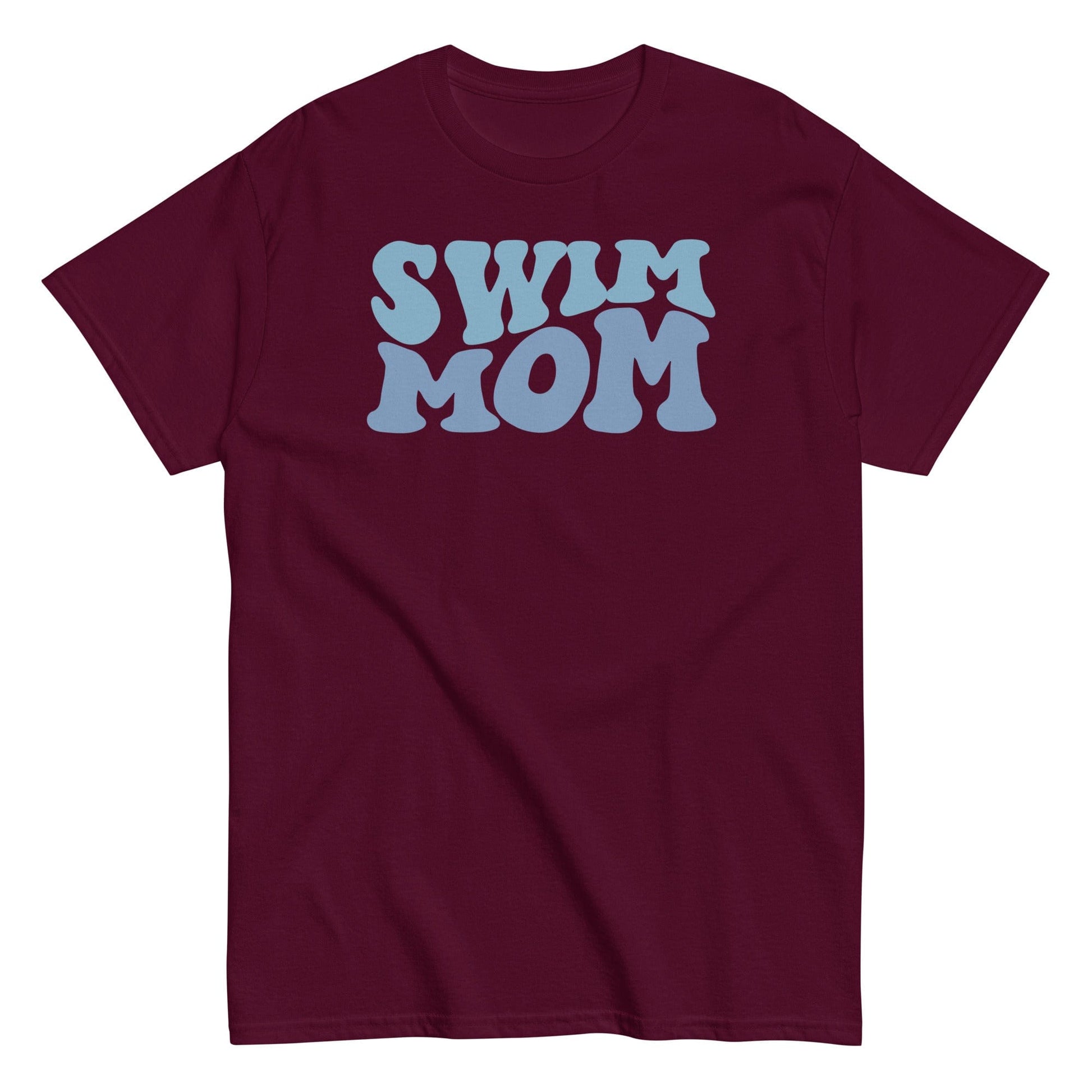 "Swim Mom" Retro Bubble  T-Shirt Maroon / S Spirit Gear Collective T-Shirt