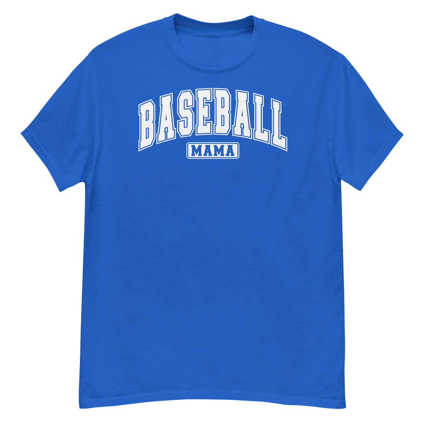 Varsity Style Baseball Mama Shirt - White Text Royal / S Spirit Gear Collective T-Shirt