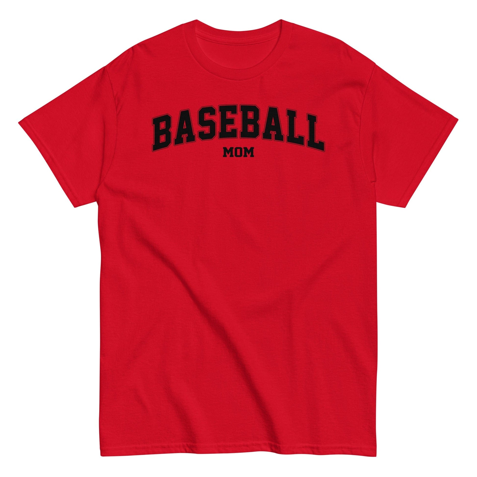 Varsity Style Baseball Mom Shirt - Black Text Red / S Spirit Gear Collective T-Shirt